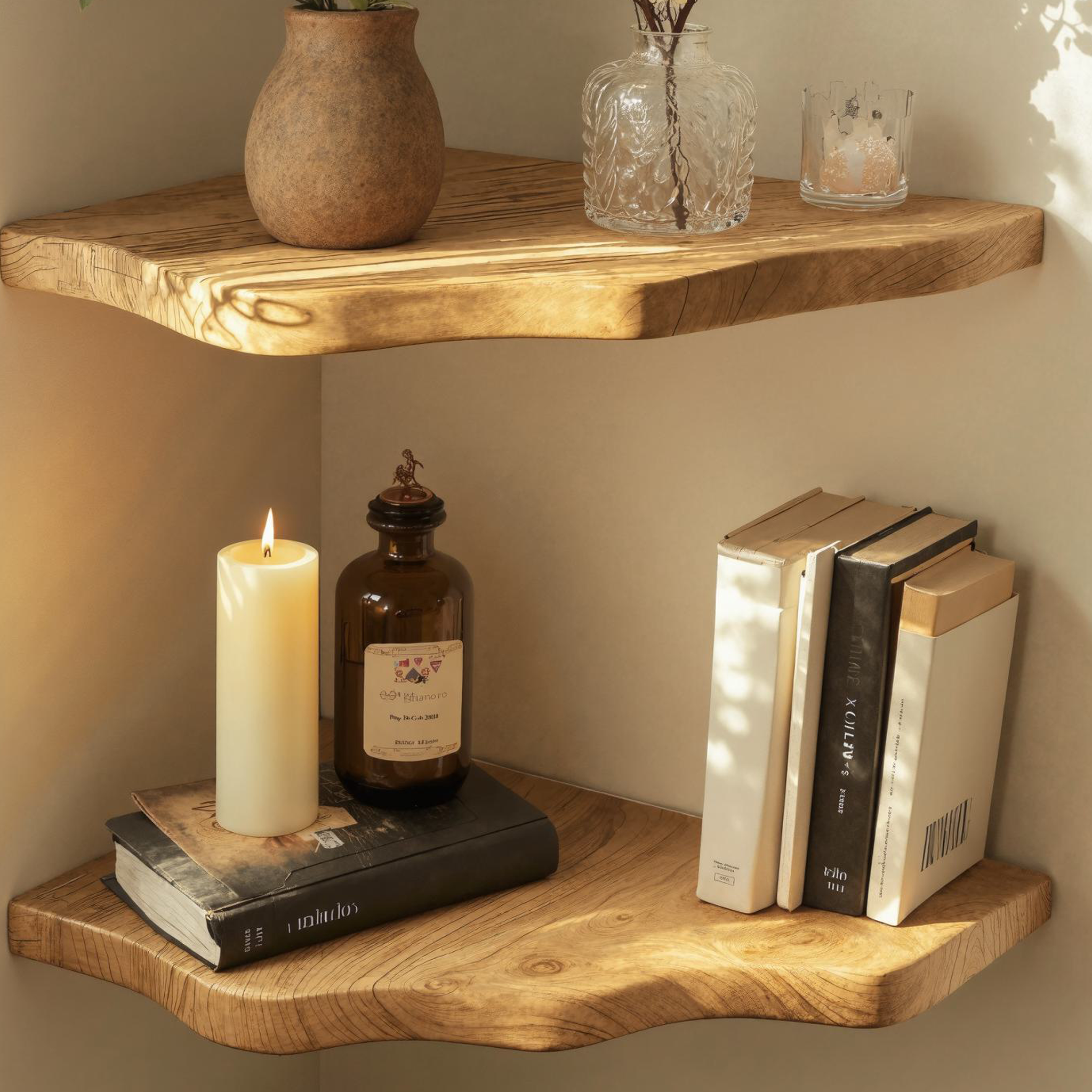 Custom Rustic Wooden Corner Shelves For Every Room SILDTCN057