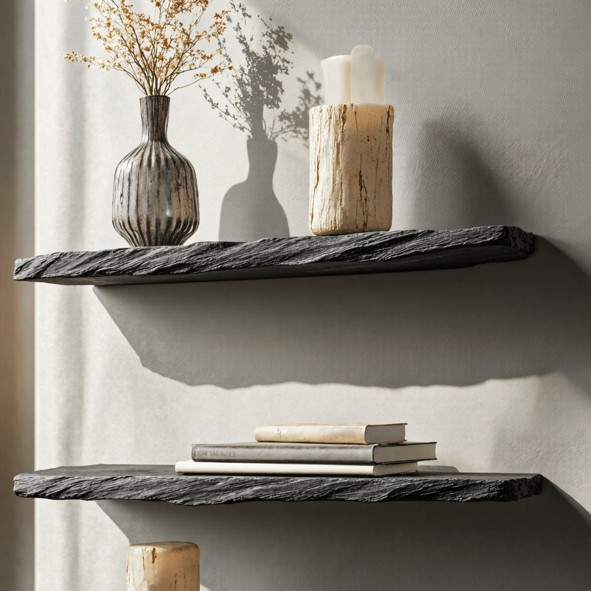 Farmhouse Black Wood Floating Shelves For Living Room SILDTFL128