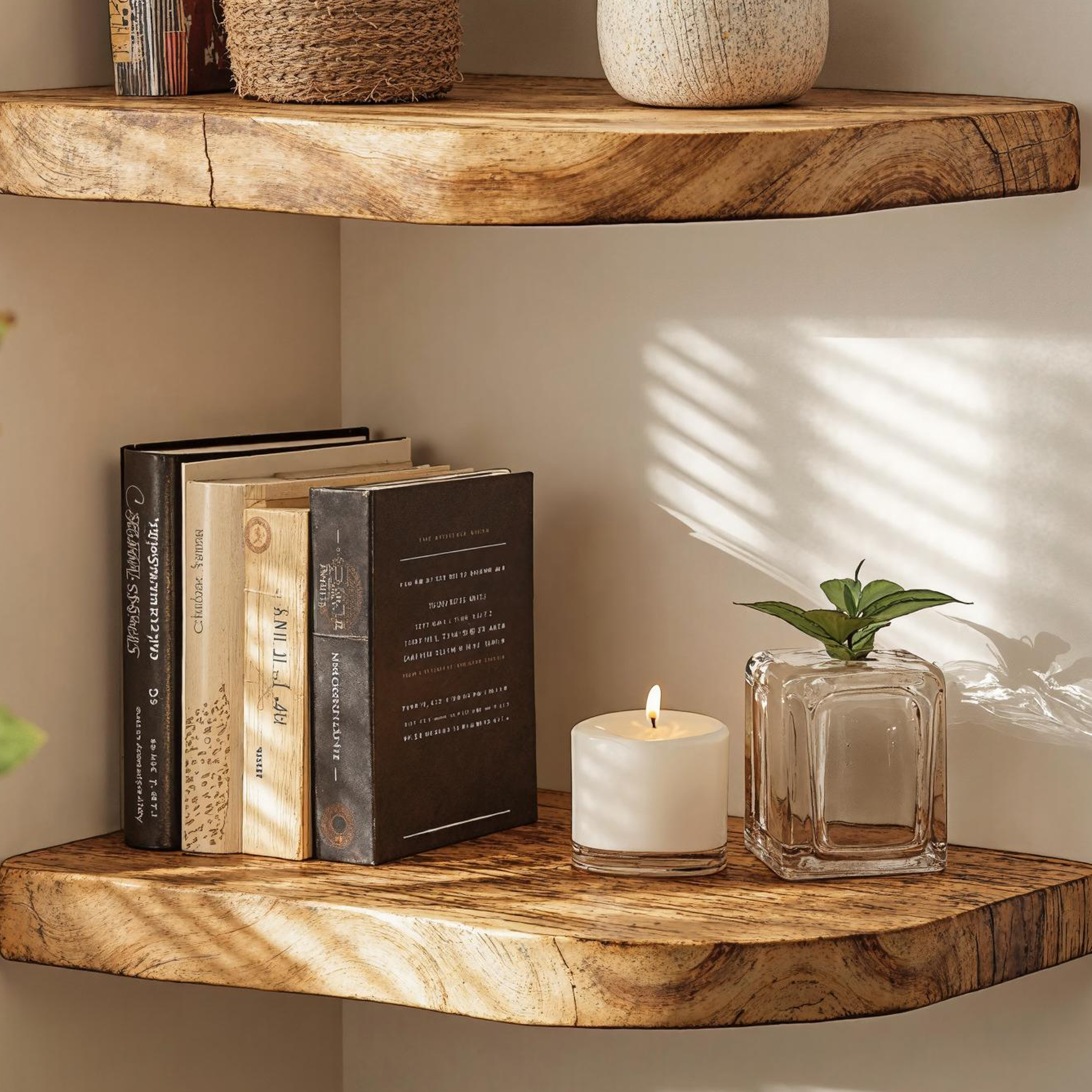 Farmhouse Wood Corner Shelf For Entryway Accent SILDTCN074