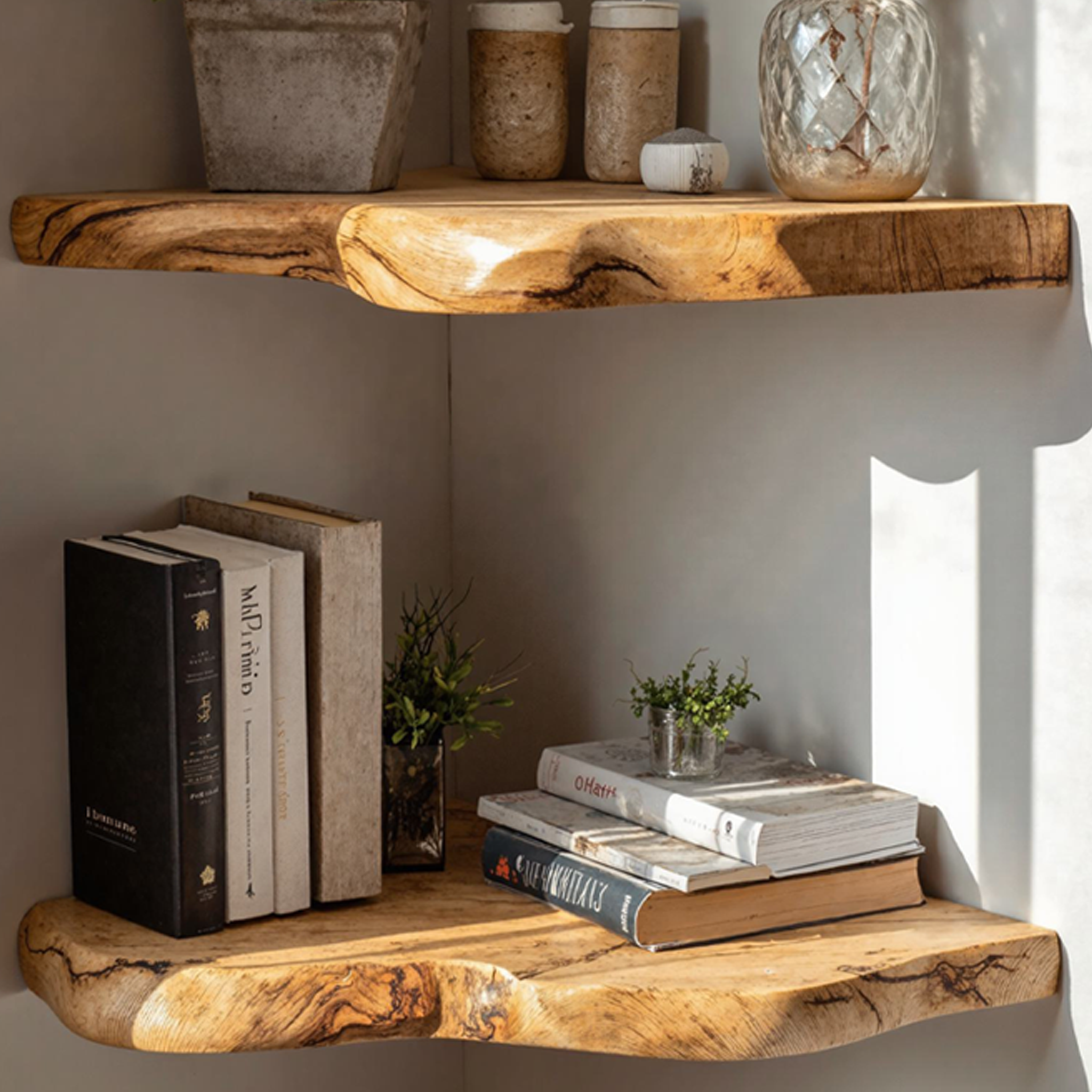 Live Edge Rustic Floating Corner Shelf For Home Storage SILDTCN054