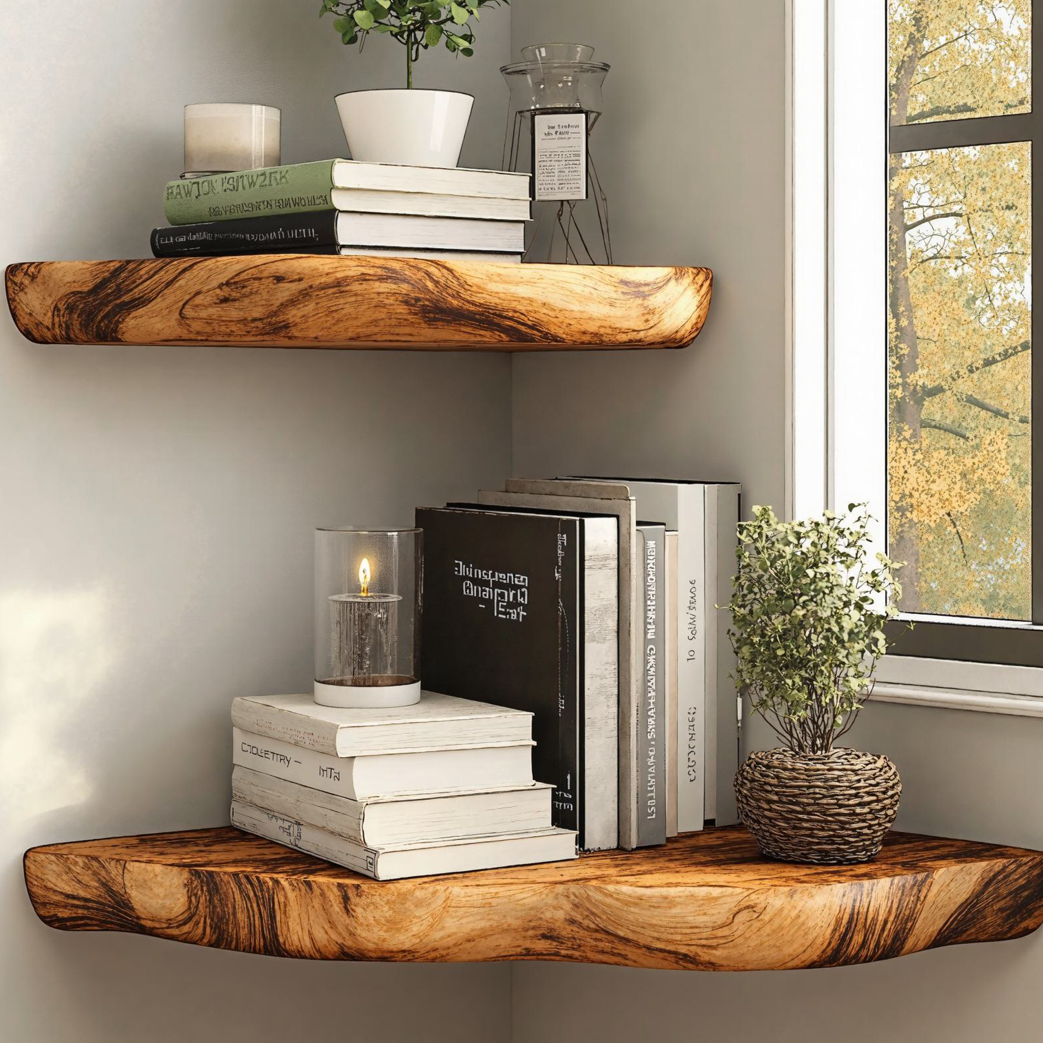 Farmhouse Wooden Floating Corner Shelf For Living Room SILDTCN053