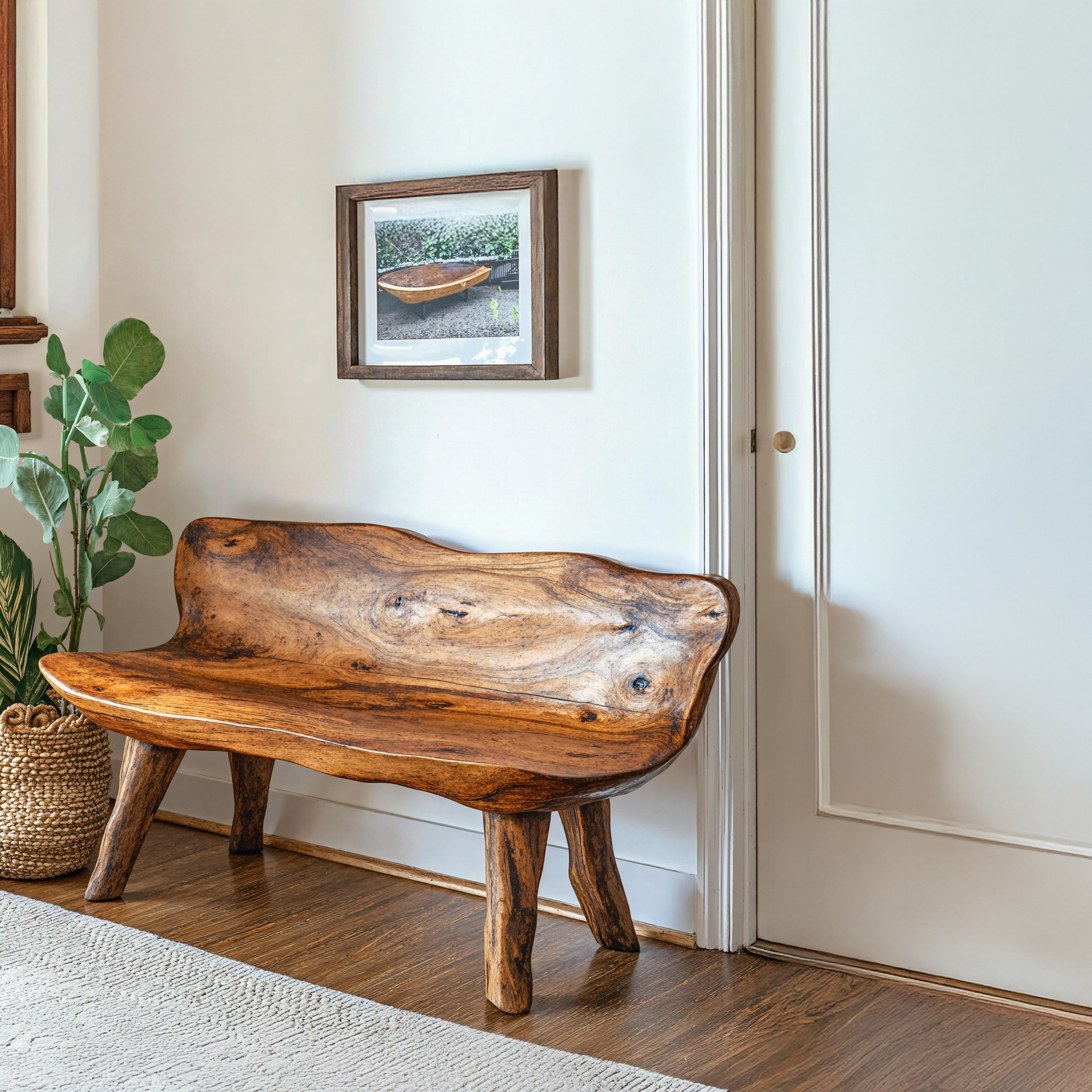 Elegant Handcrafted Wood Bench For Classic Home Interiors SILDTWB012