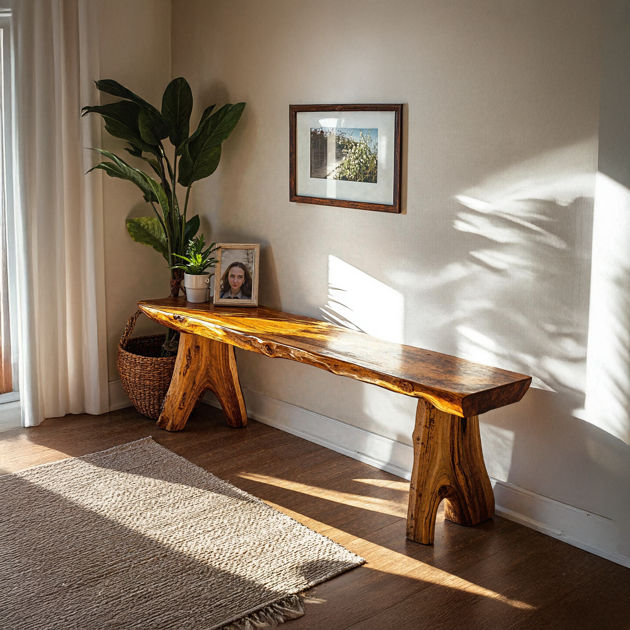 Classic Wood Bench With Natural Finish For Entryway SILDTWB004