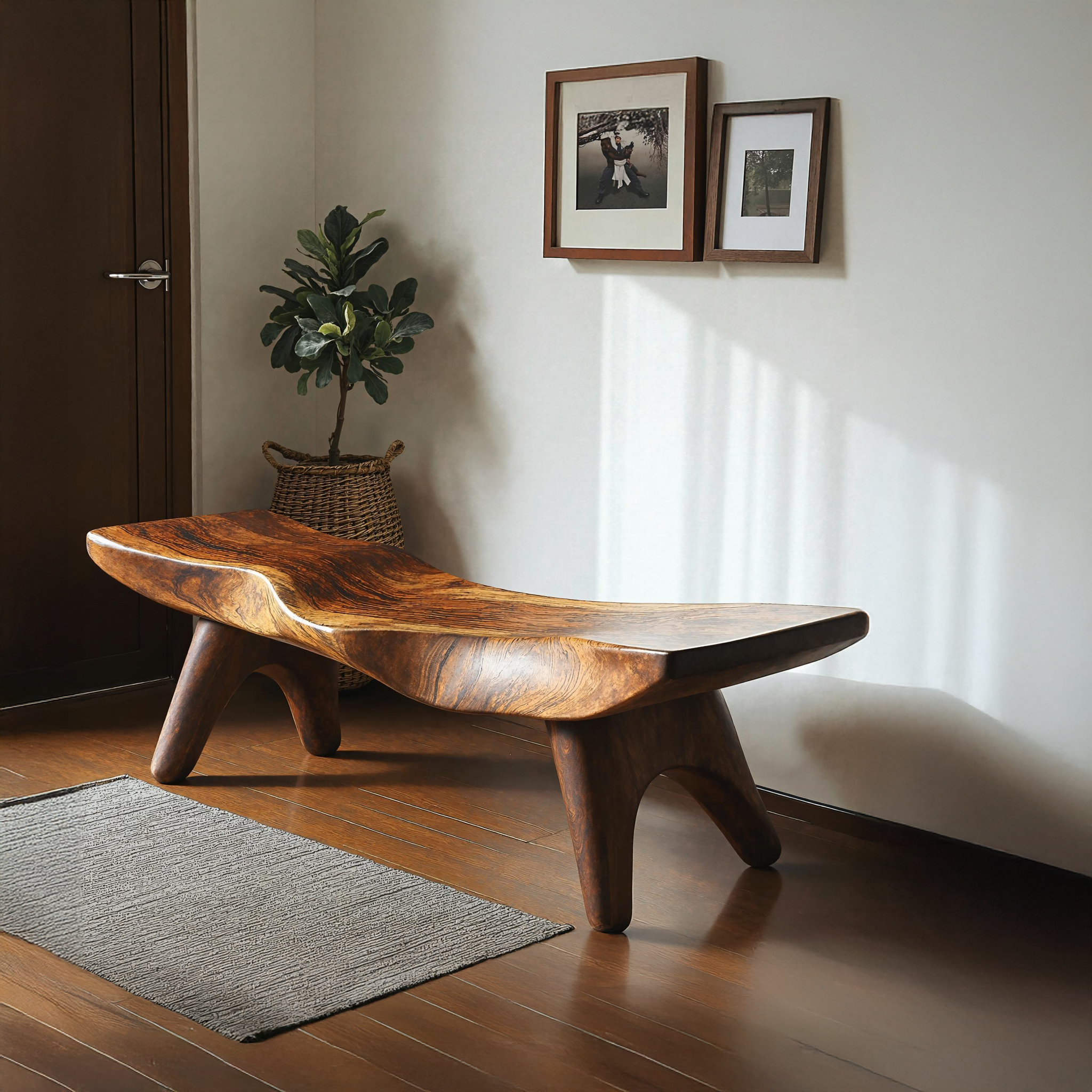 Trendy Wood Bench With Natural Finish For Modern Living SILDTWB015