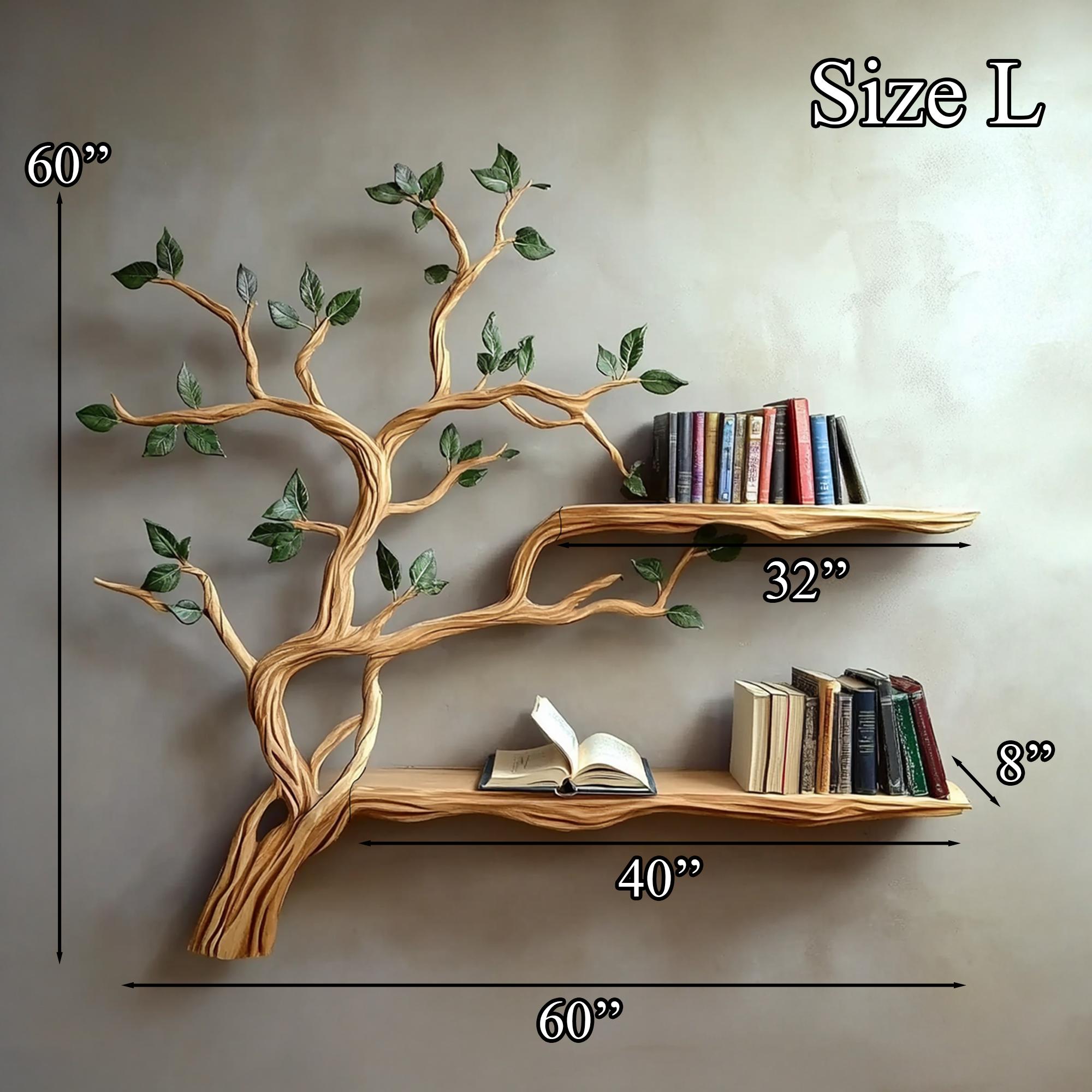 Rustic Branch Floating Shelf Custom Bookcase SINLTBS020