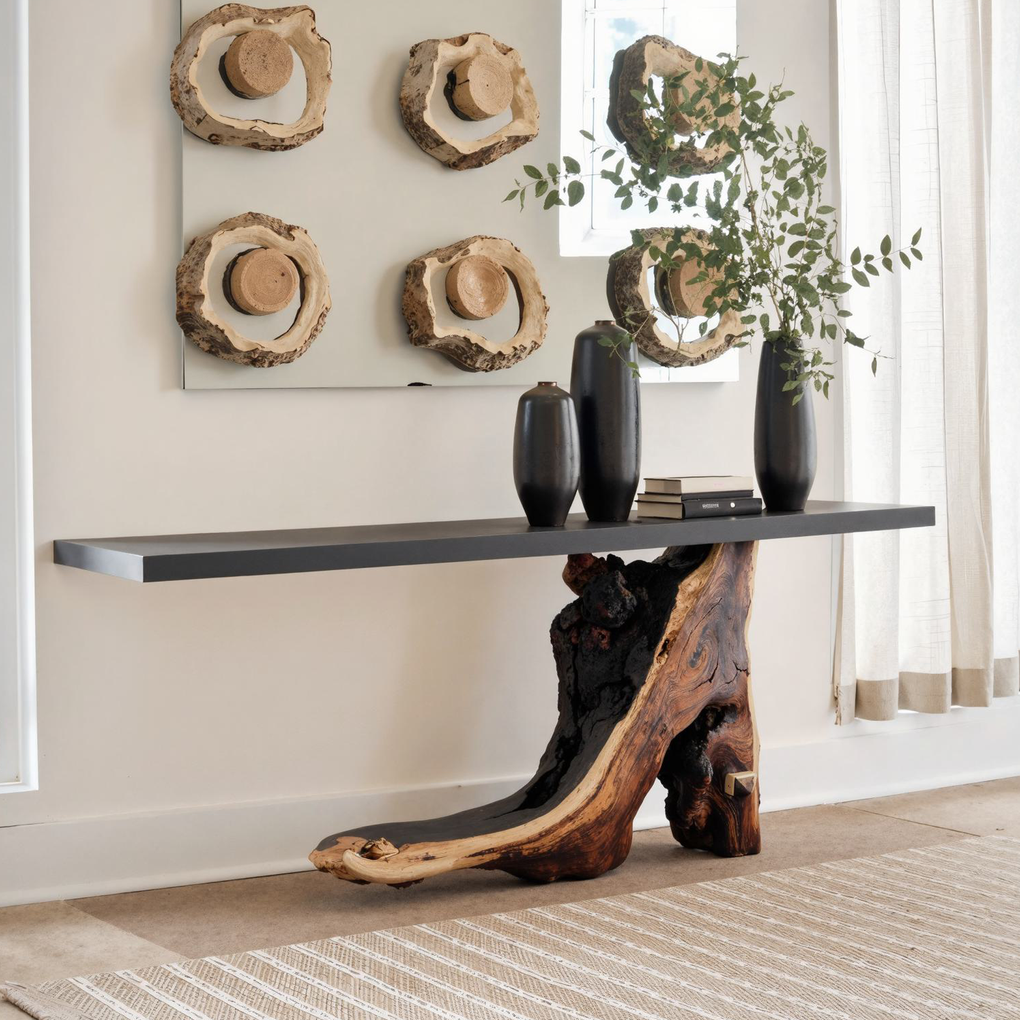 Wood Cantilevered Console Table Entryway SILDTCS146