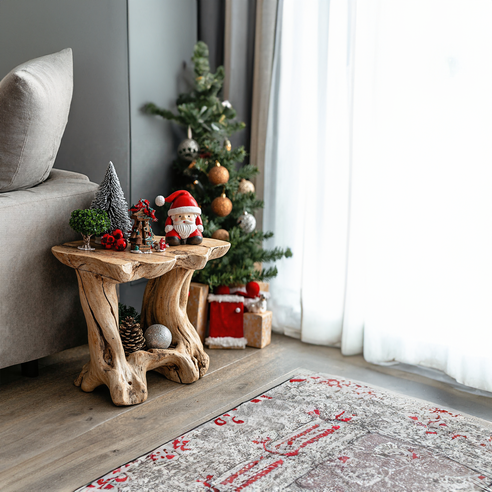 Handcrafted Oak End Table Christmas Decor SILDTENC005