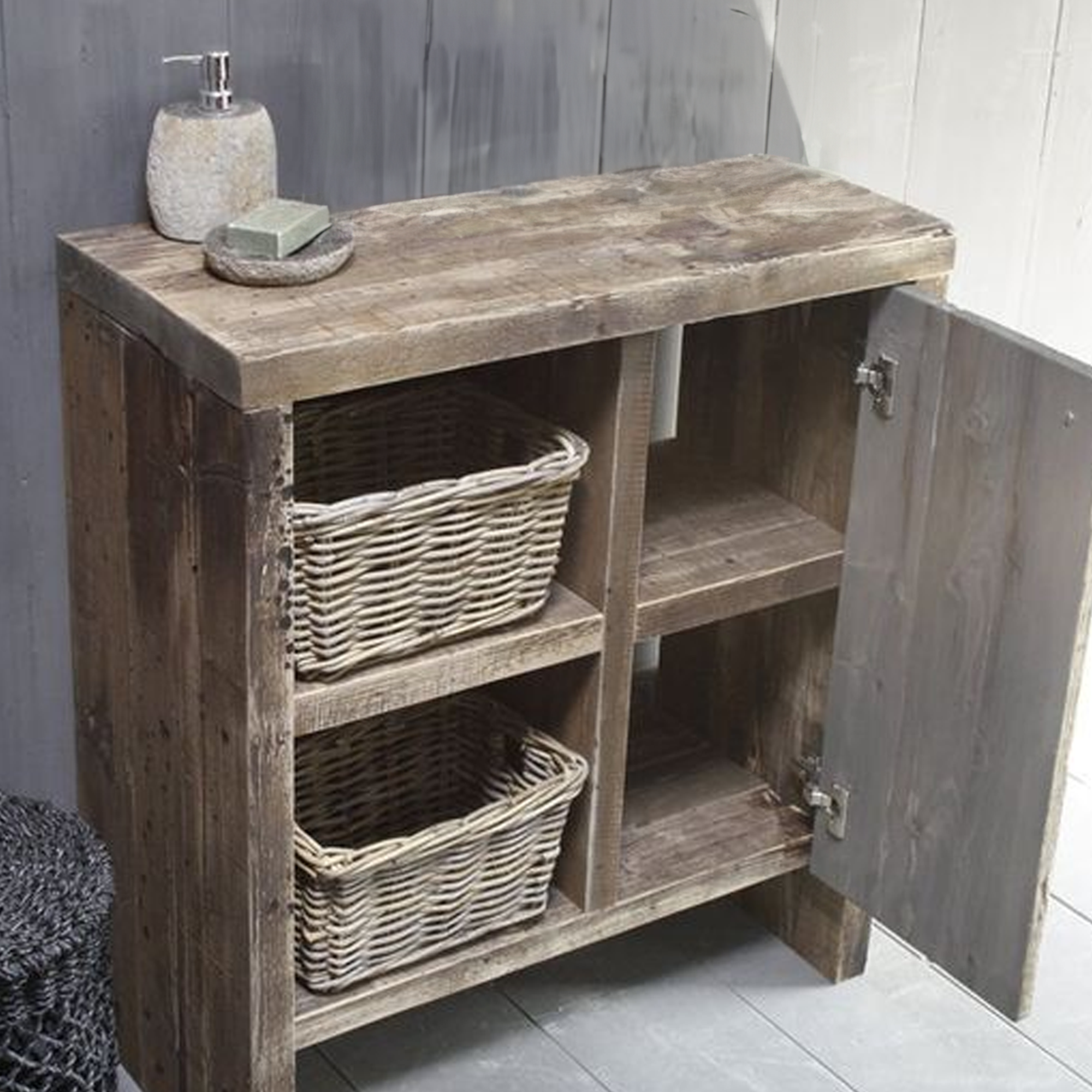 Rustic Wood Bathroom Vanity With Sink SINLBRV011