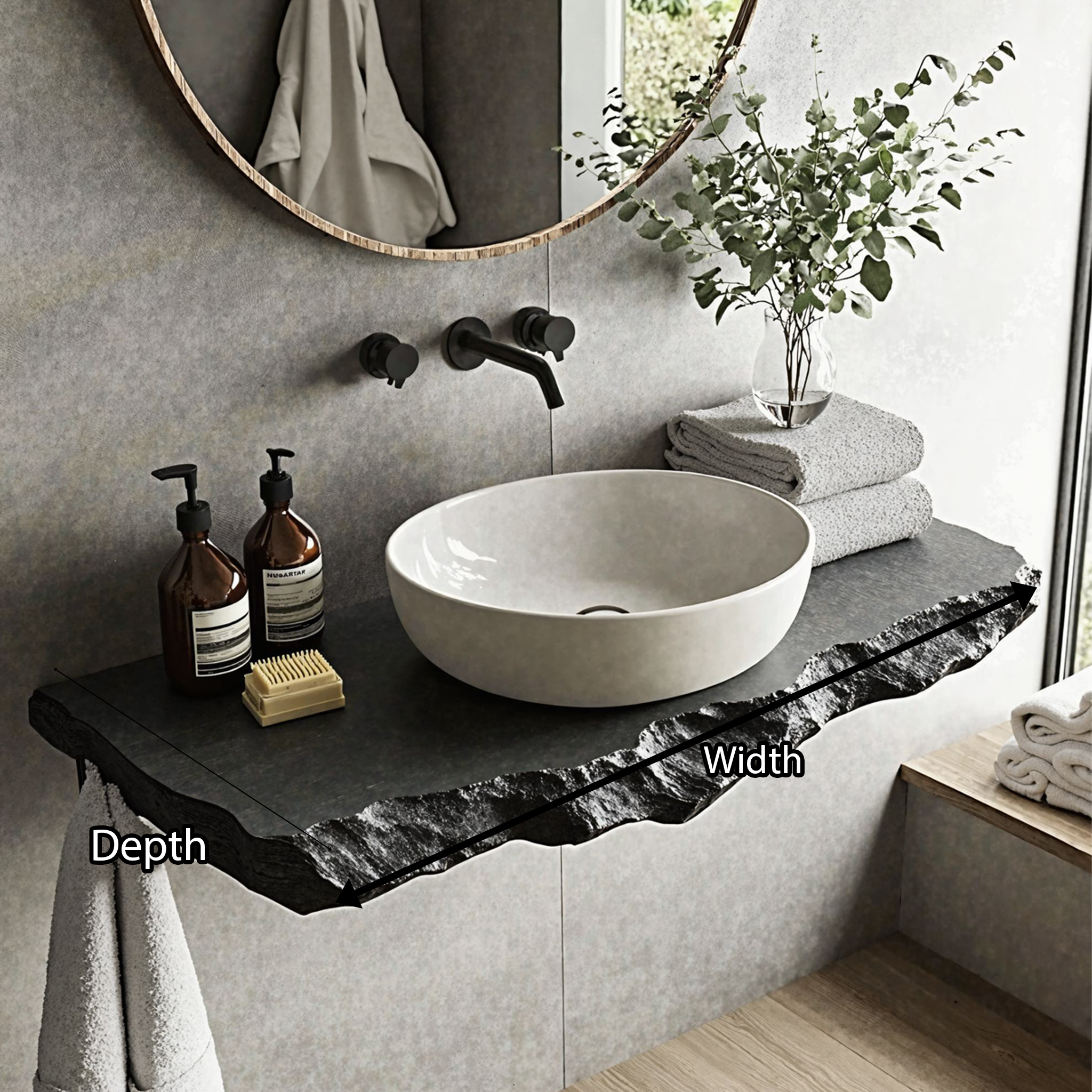 Natural Bathroom Floating Wood Shelf SILDTBRV029