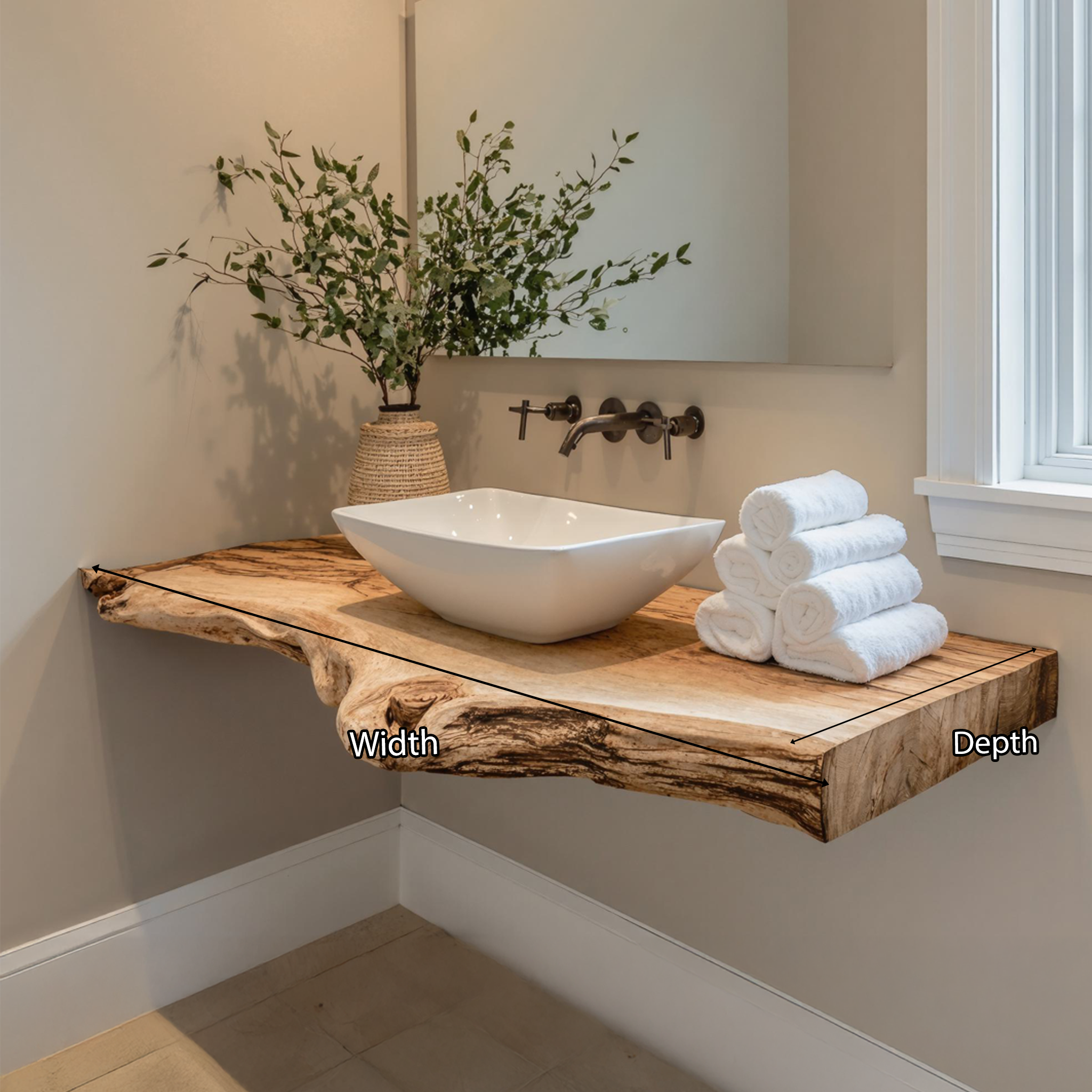 Live Edge Wood Bathroom Vanity Shelf SILDTBRV048