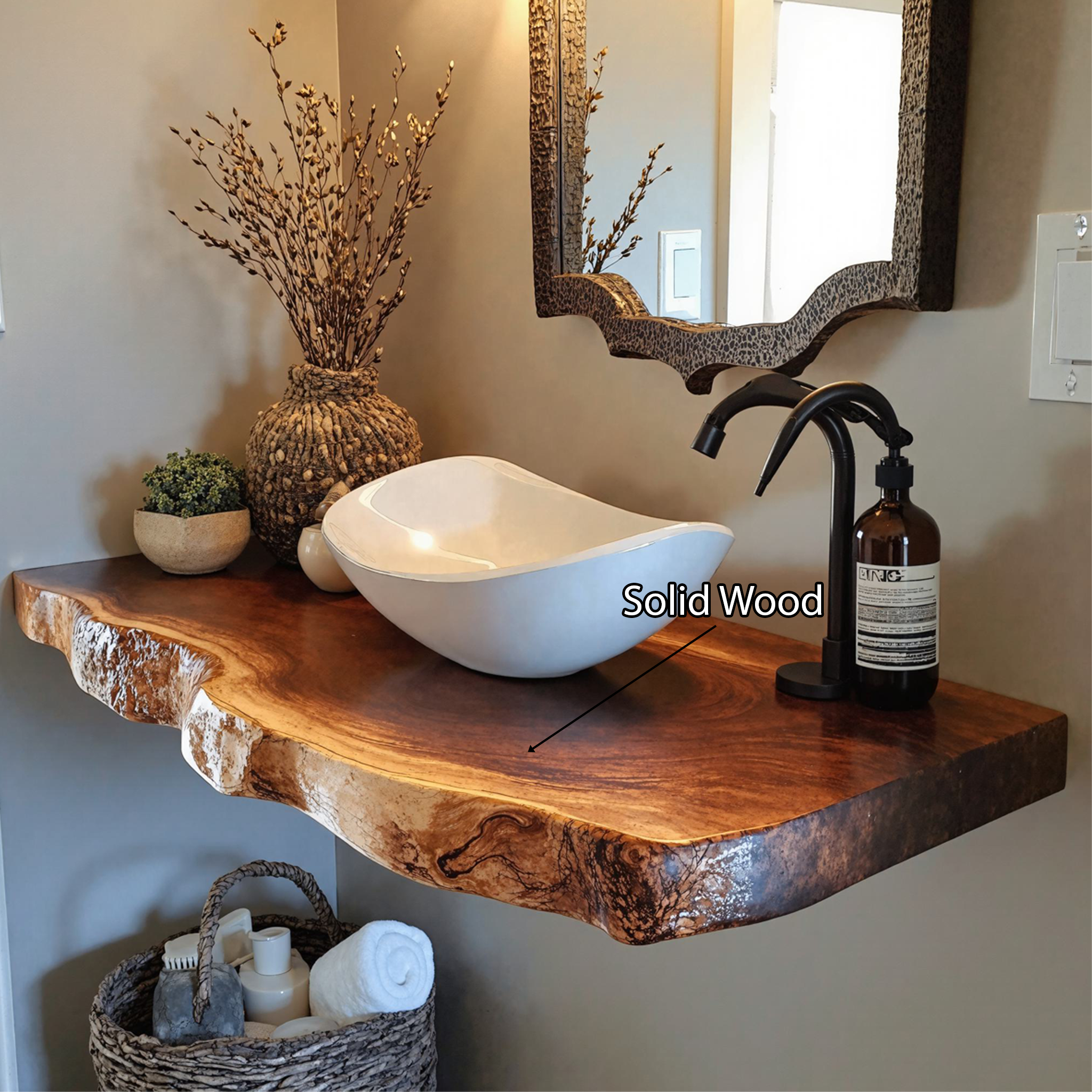 Handcrafted Bathroom Vanity Shelf Rustic SILDTBRV036