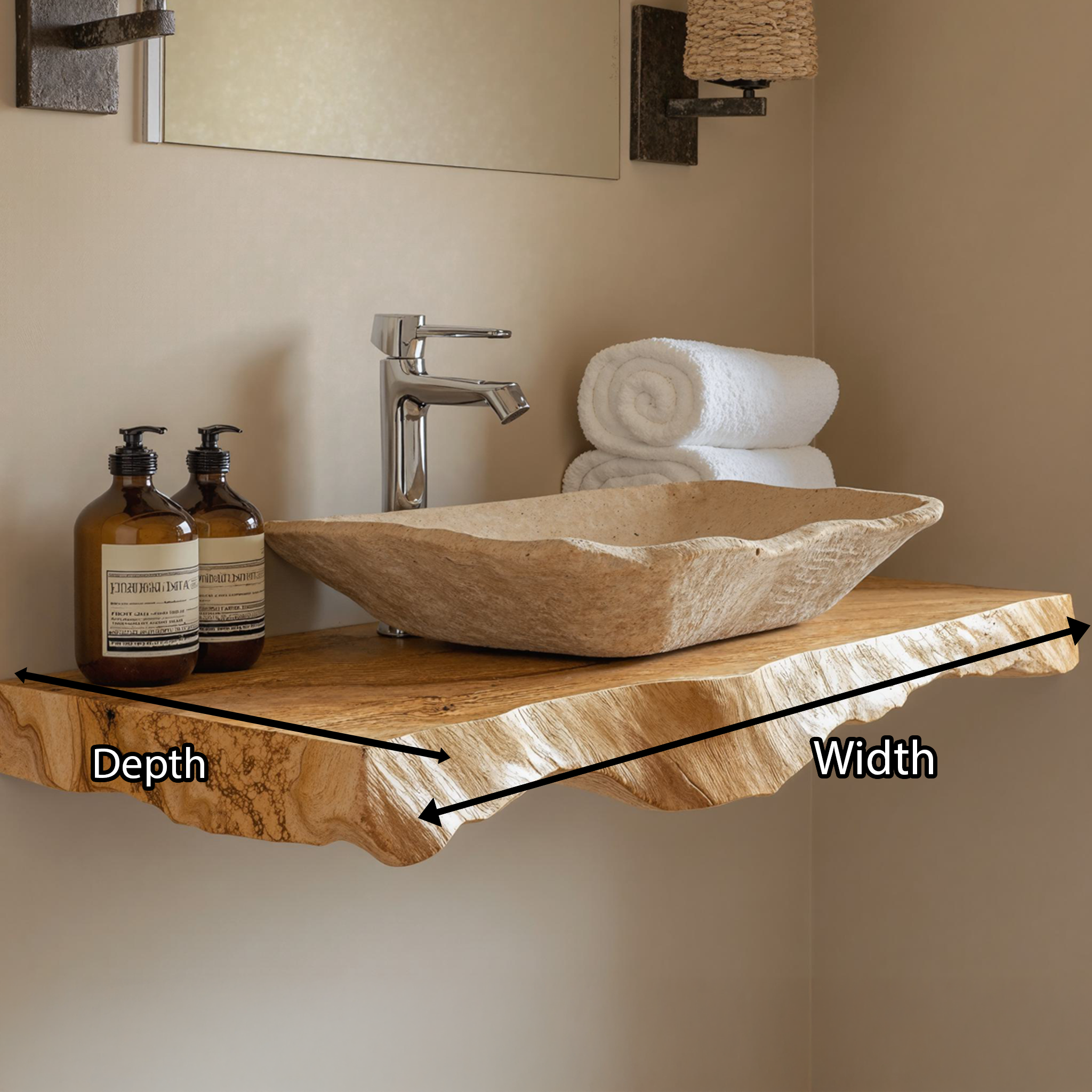 Handcrafted Counter Bathroom Sink Shelf SILDTBRV044