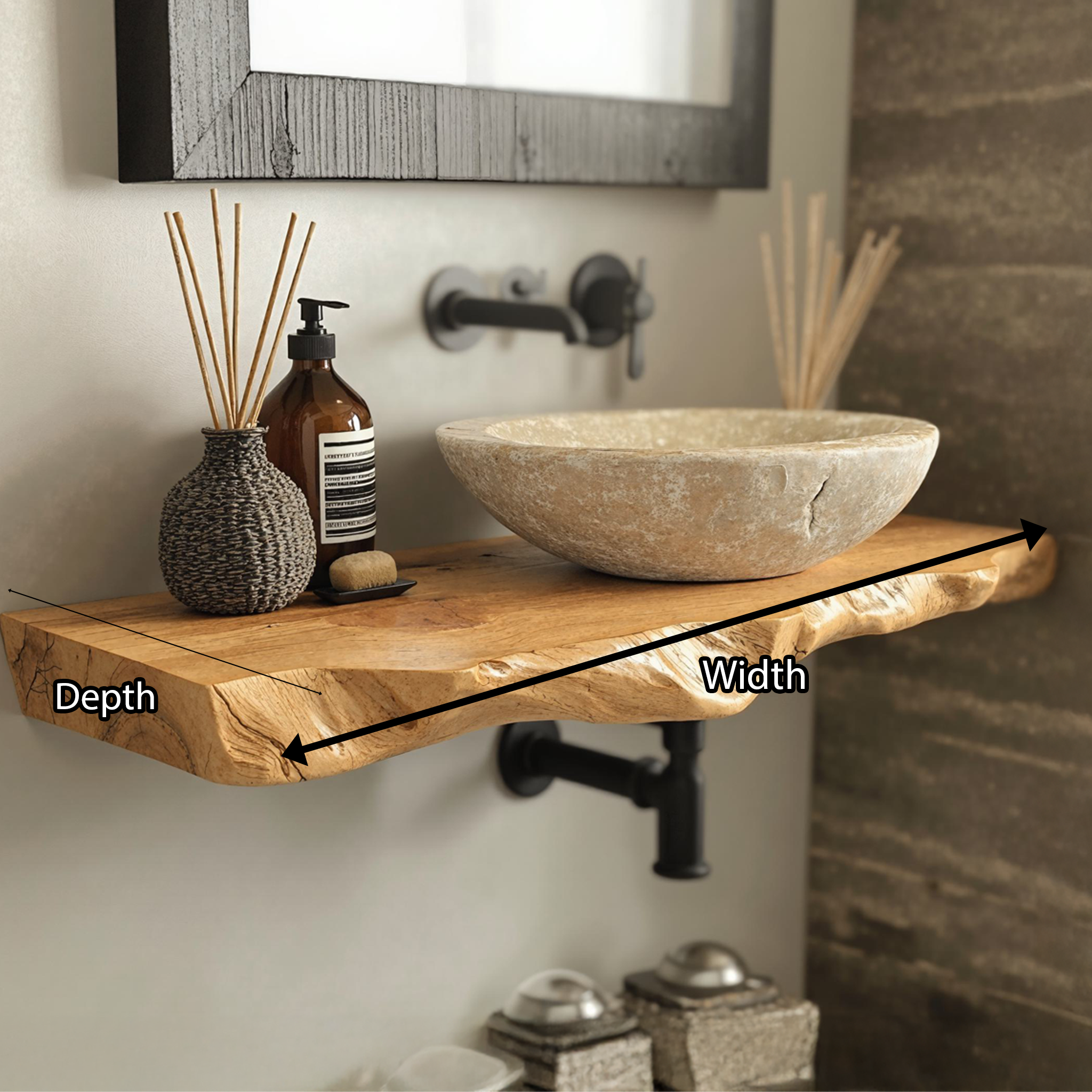 Floating Wood Bathroom Vanity Shelf SILDTBRV032