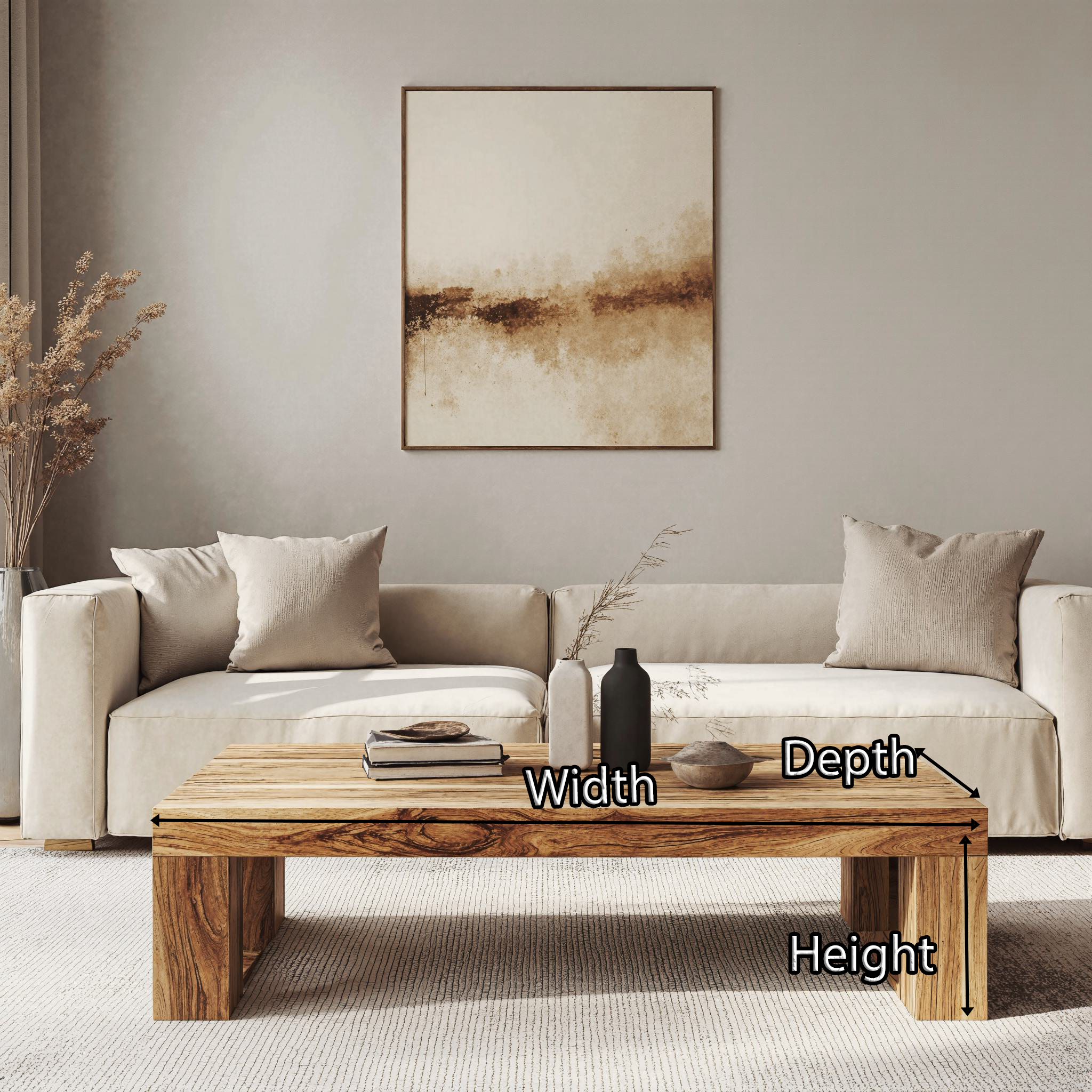 Minimalist Wood Coffee Table Family Room Clean Modern Look SILDTCF116