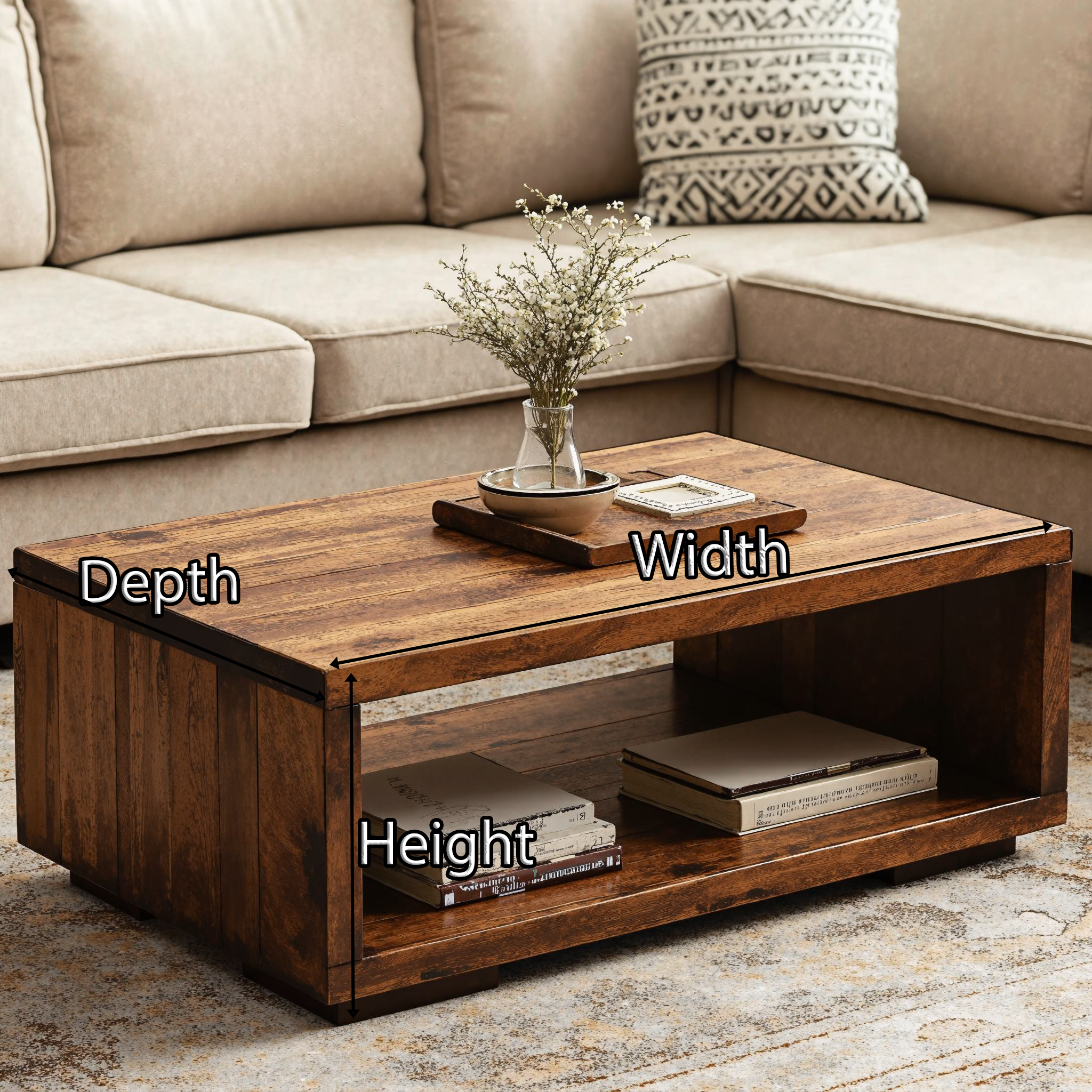 Handcrafted Wood Coffee Table With Storage For Living Room SILDTCF119