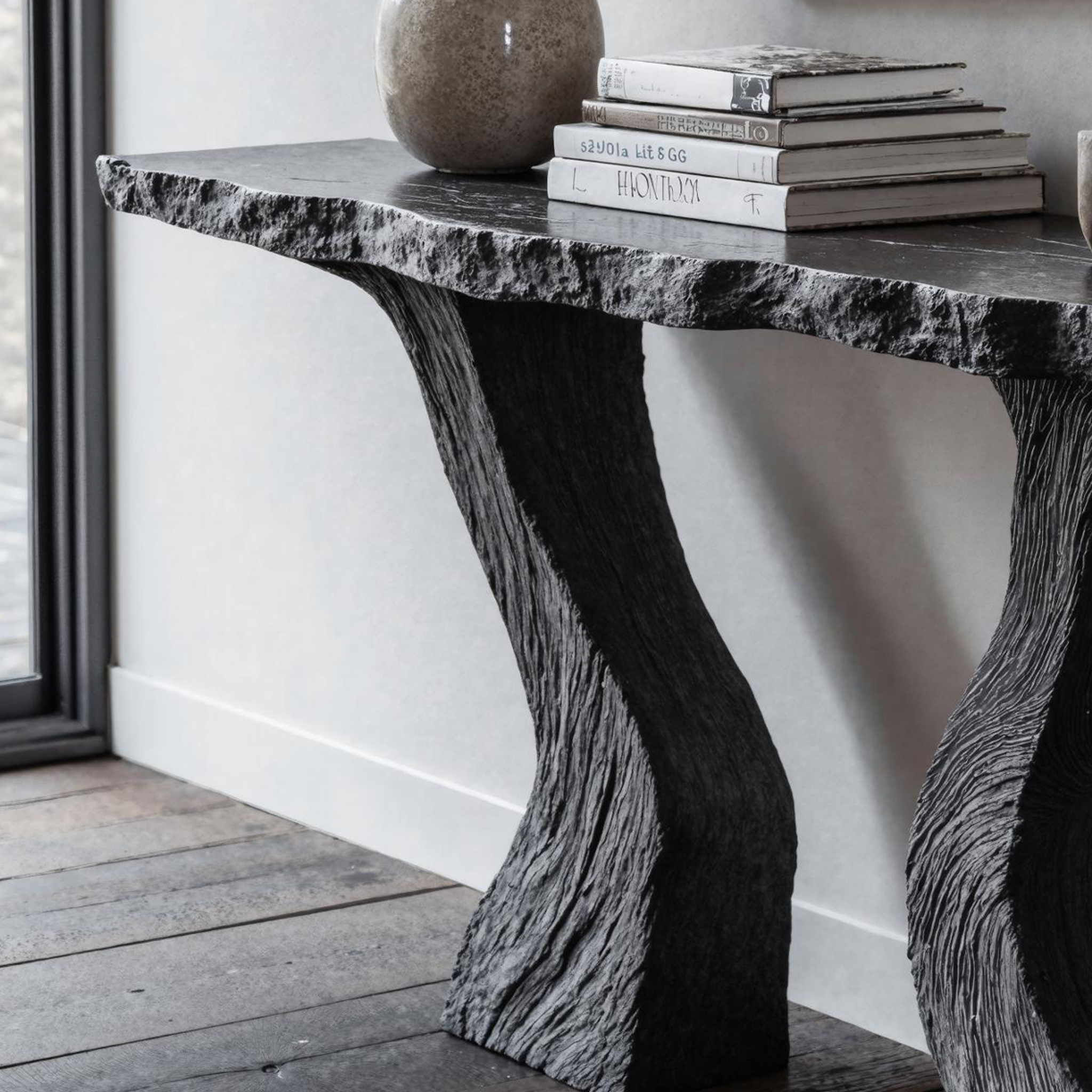 Handcrafted Black Wood Console Table For Entryways SILDTCS166