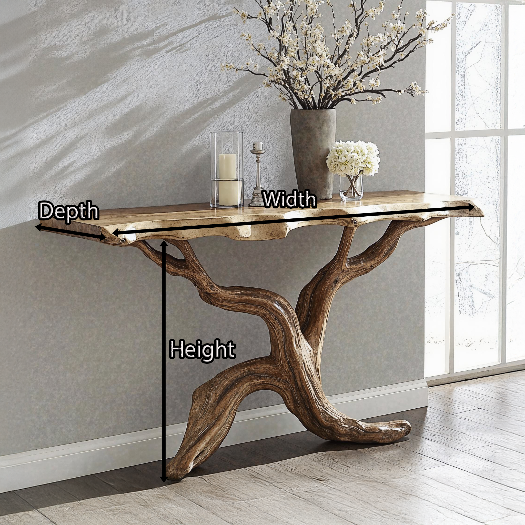 Natural Wood Console Table For Serene Bedroom Decor SILDTCS159