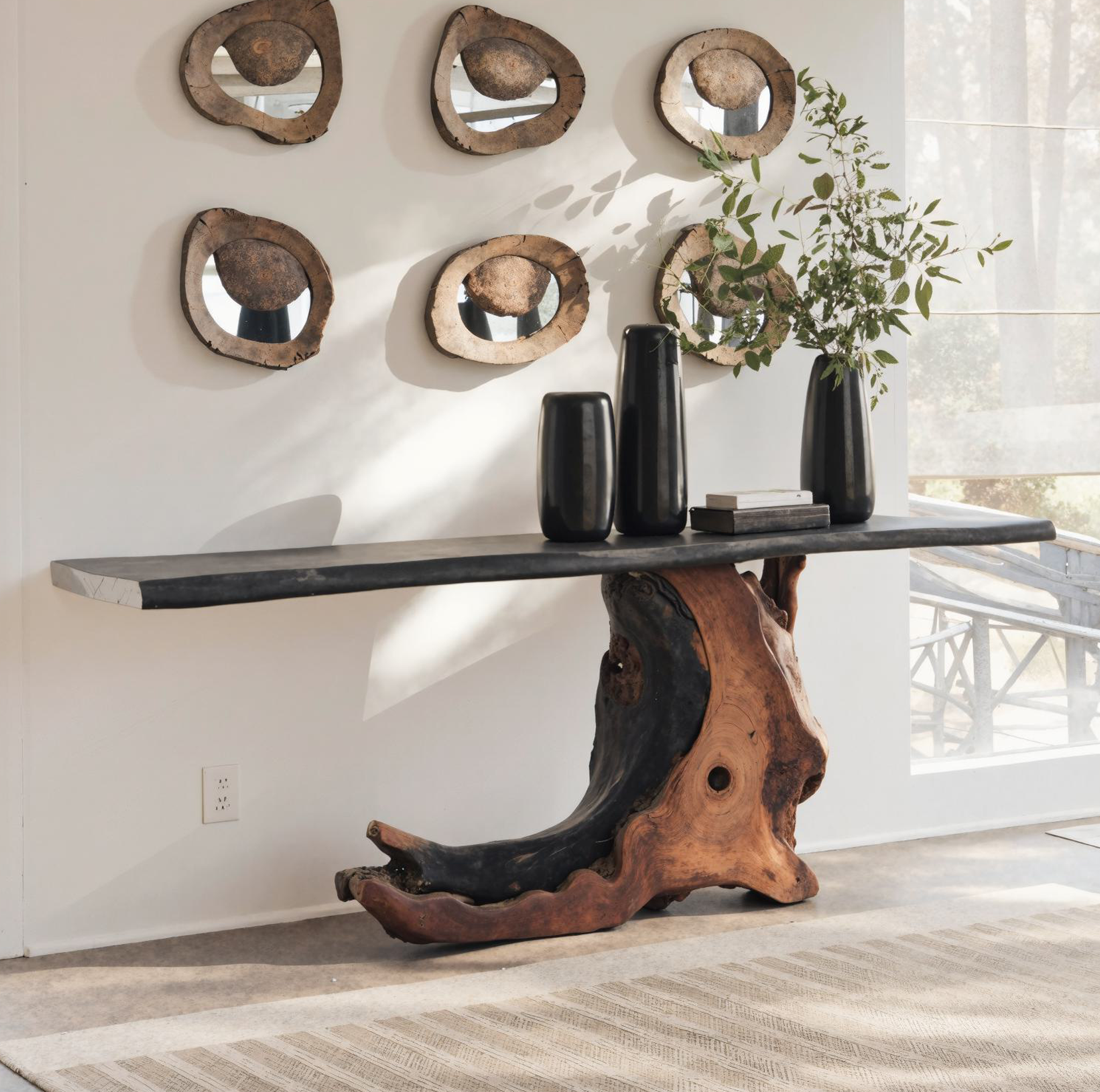 Wood Console Table Cantilevered Side Table SILDTCS145