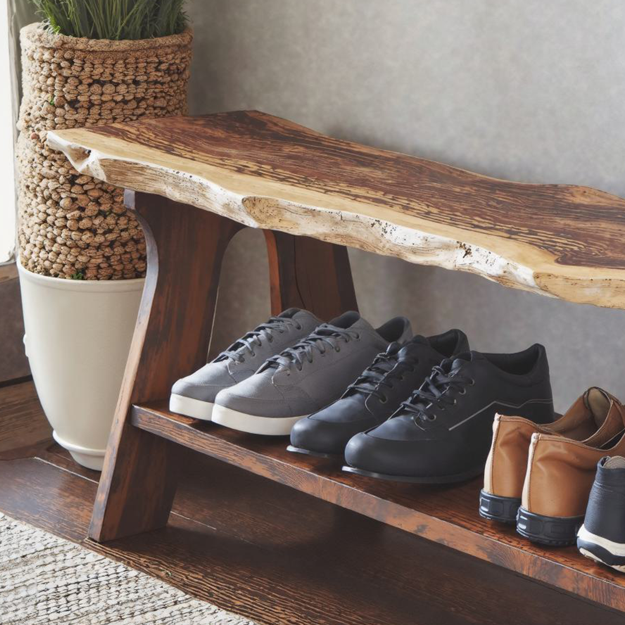 Rustic Entryway Bench Hallway Bench Shoe Rack SINLSB006