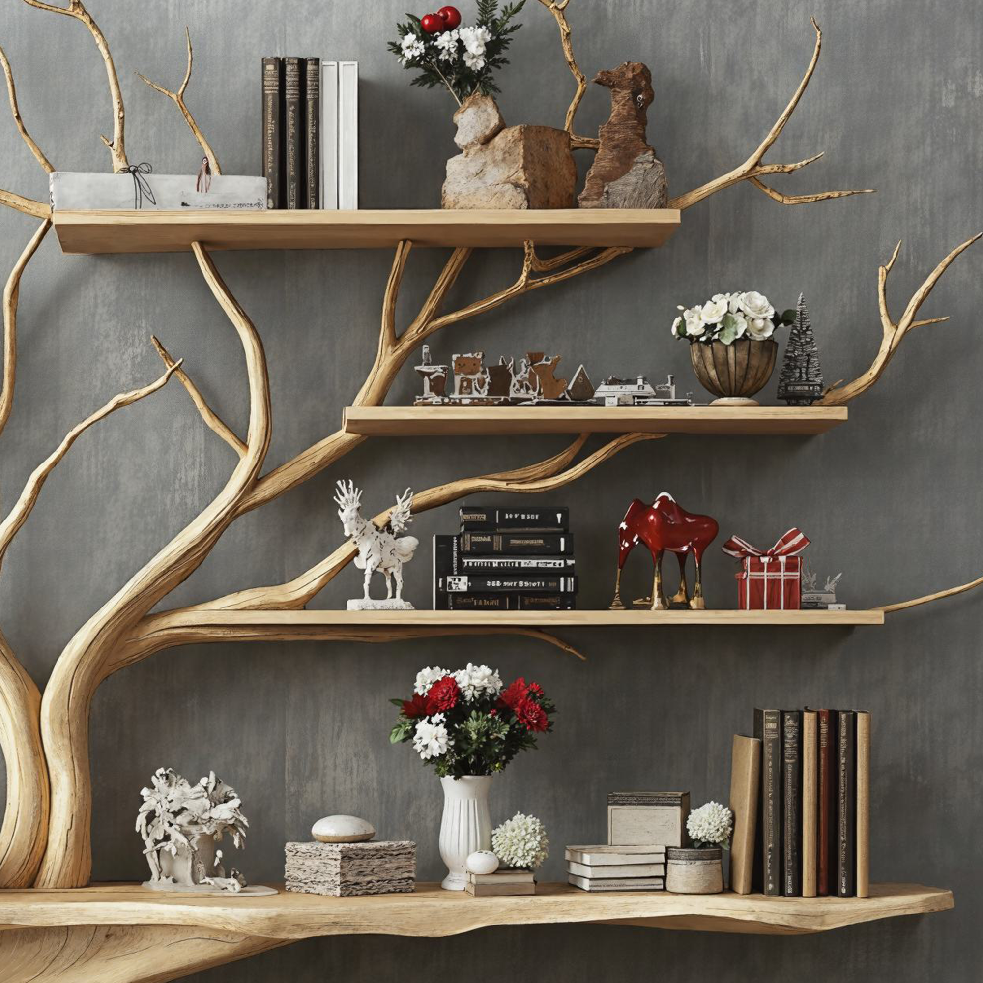 Narrow Console Table With Tree Branch Shelves SINLCM004