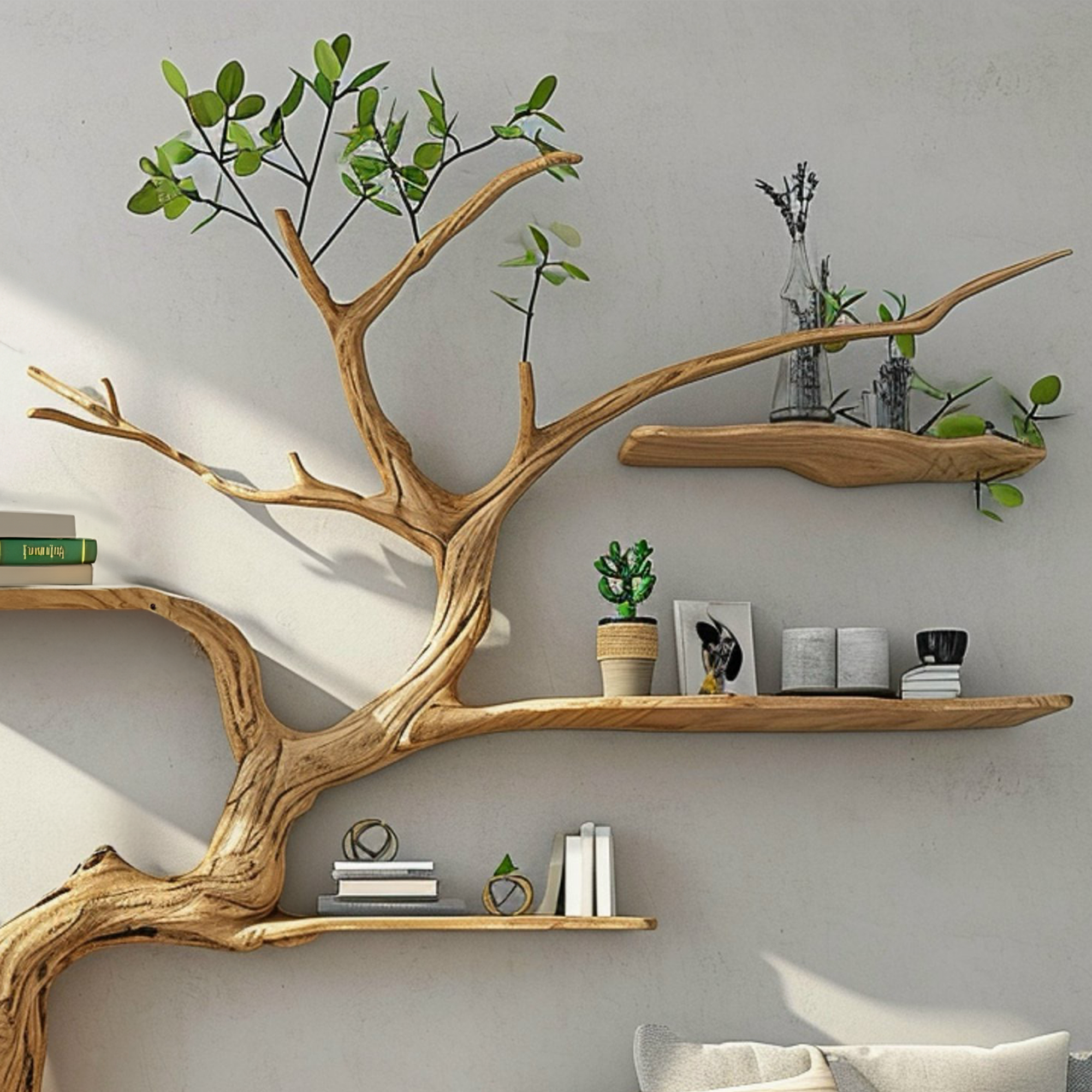 Tree Branch Floating Shelf Driftwood Bookshelf SINLTB069