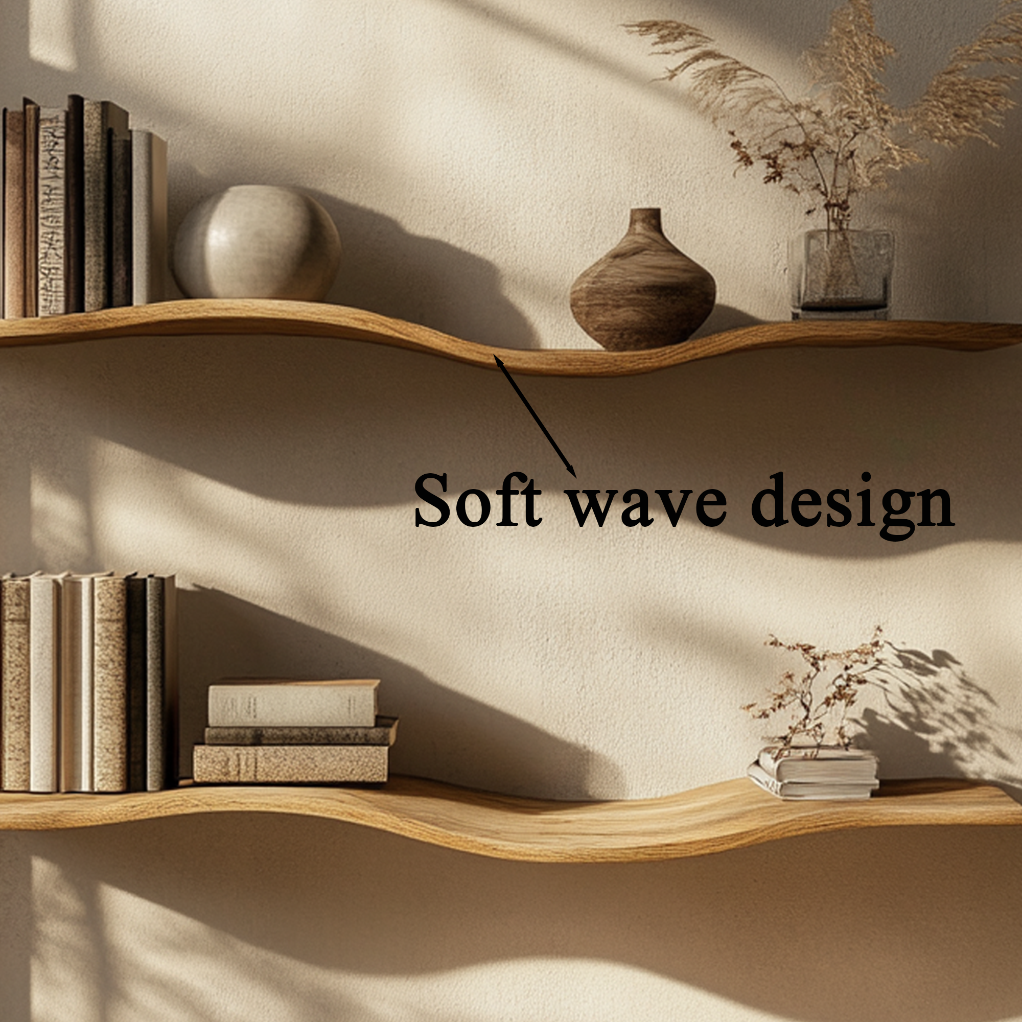 Wavy Wall Shelf Long Floating Shelf Wavy Floating Shelf SINLWV005