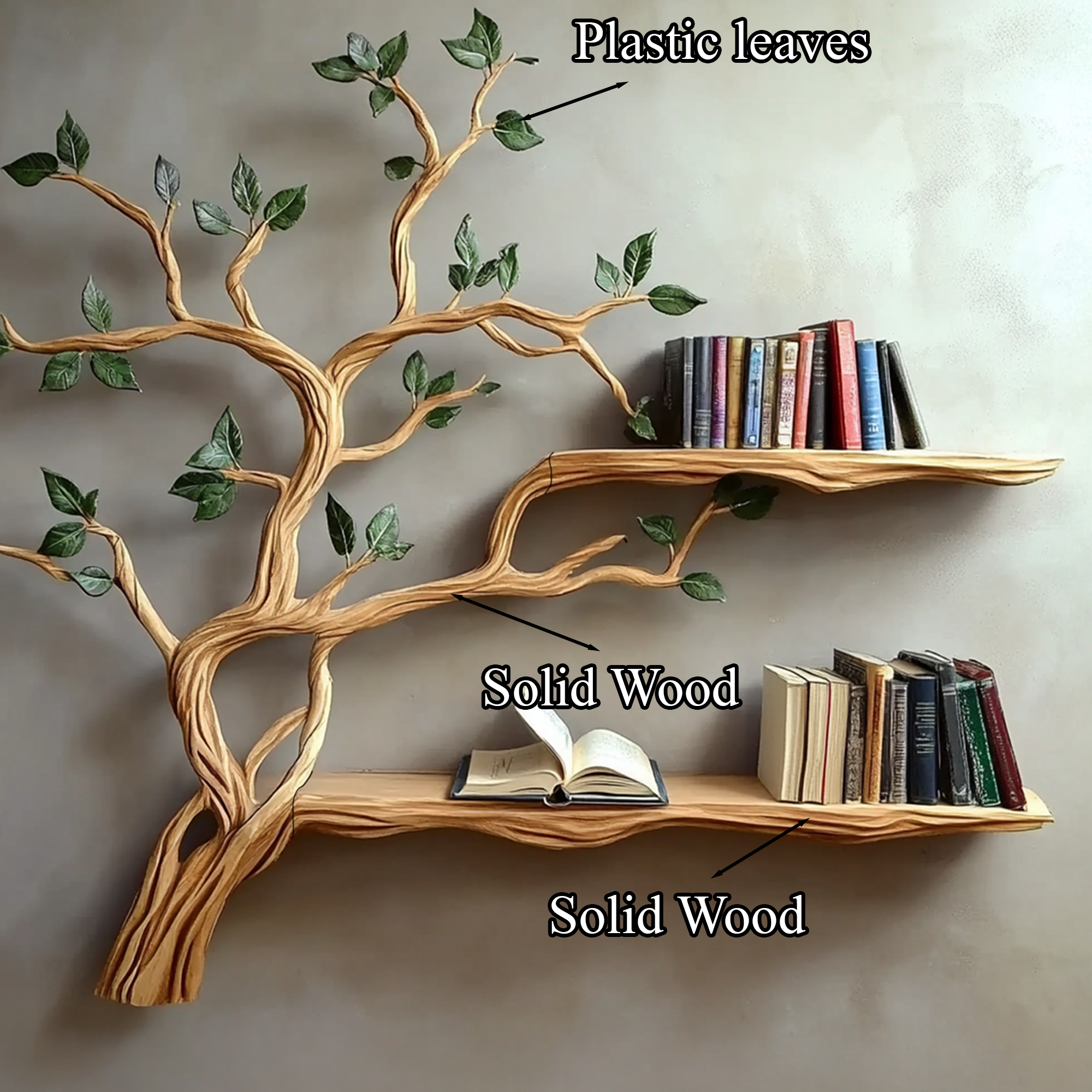 Rustic Branch Floating Shelf Custom Bookcase SINLTBS020