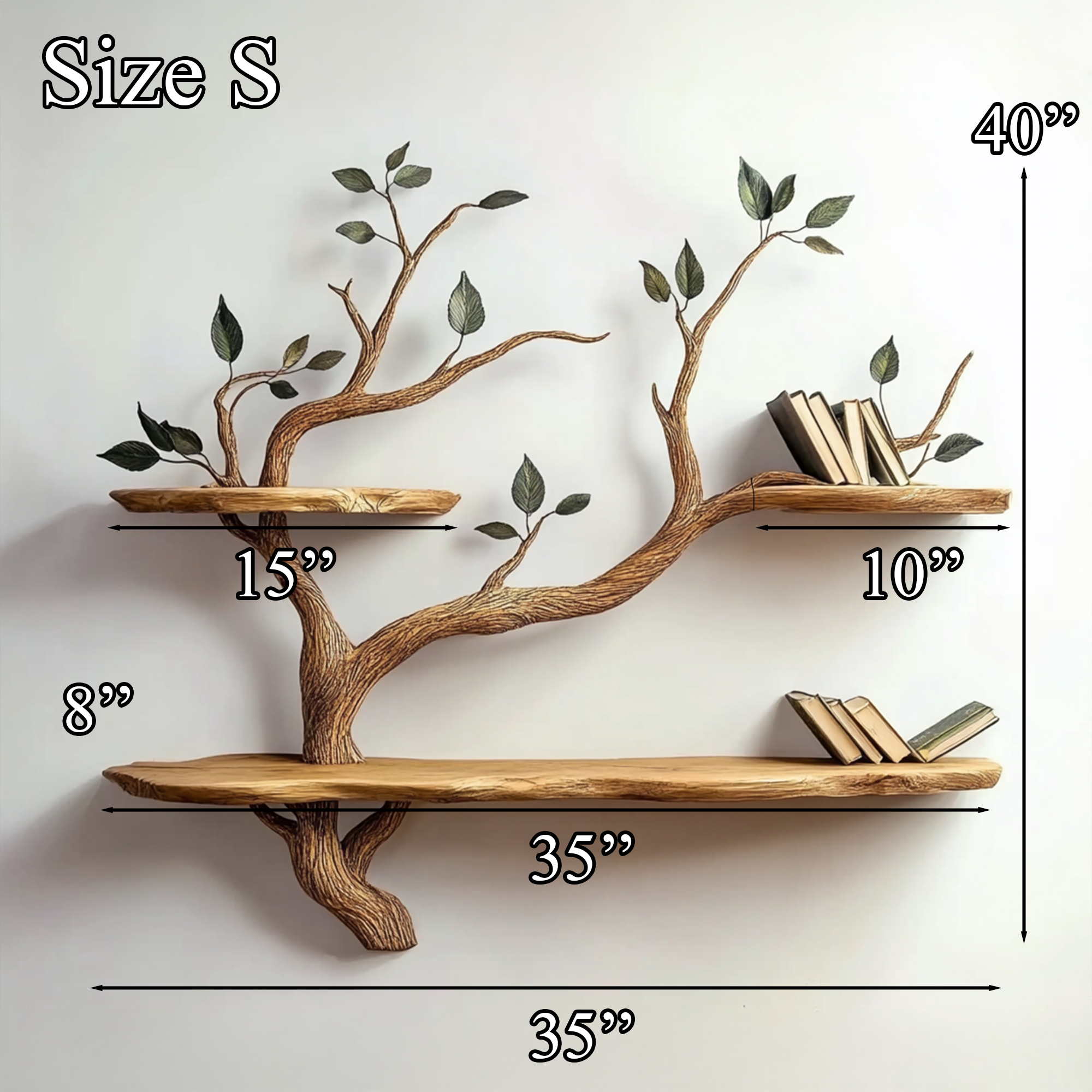 Wood Bookcase Branch Tree Shelf Decor Room SINLTBS019