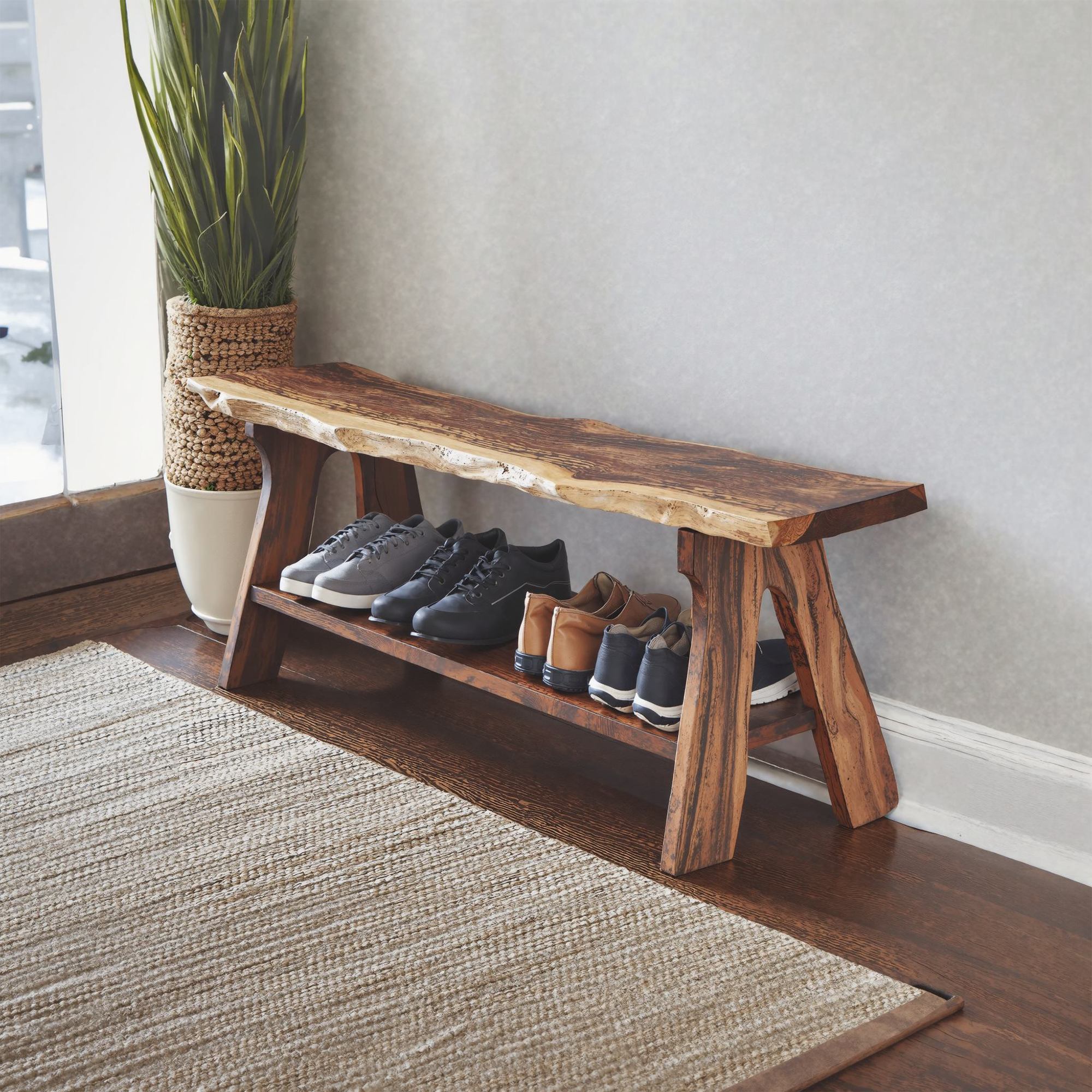 Rustic Entryway Bench Hallway Bench Shoe Rack SINLSB006