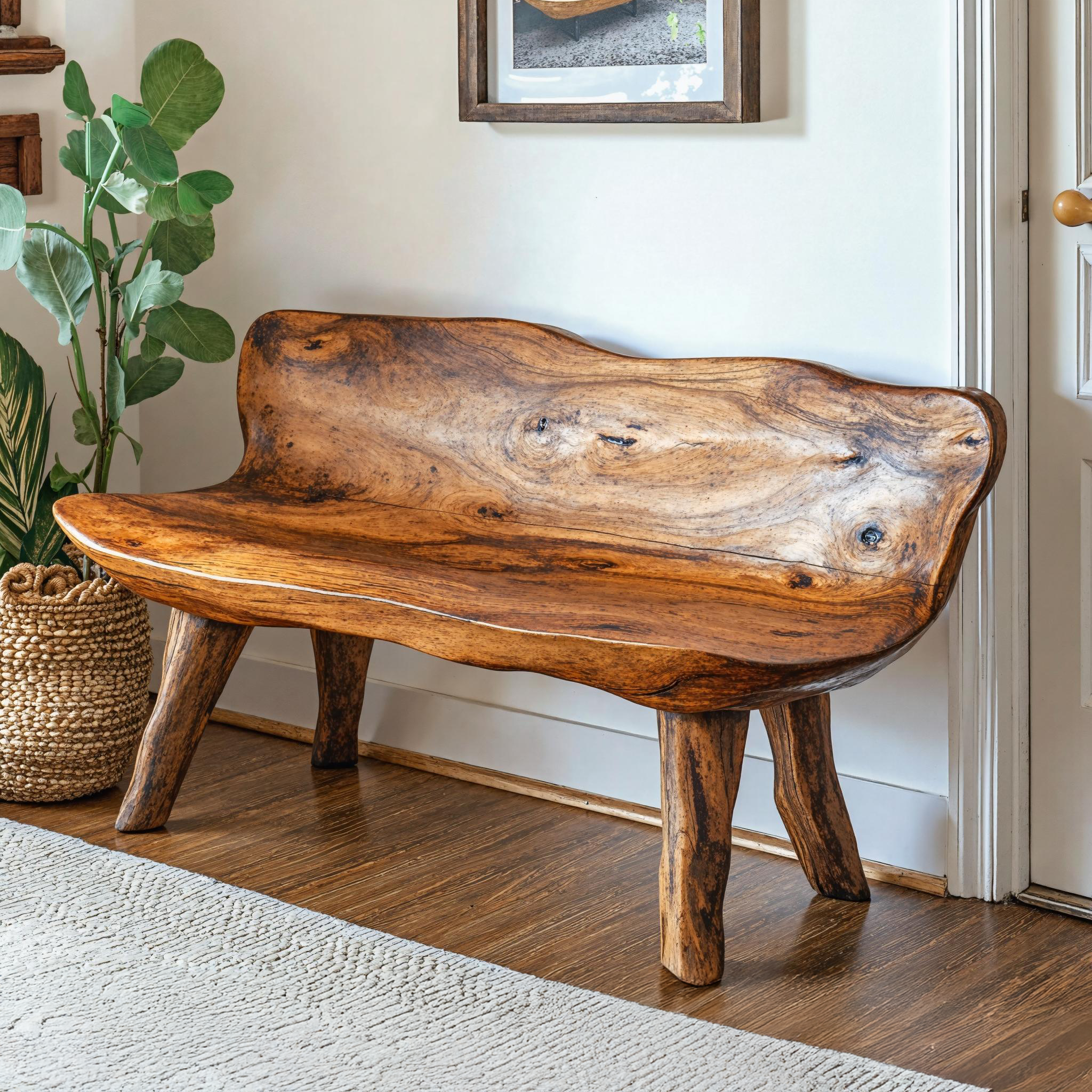 Elegant Handcrafted Wood Bench For Classic Home Interiors SILDTWB012