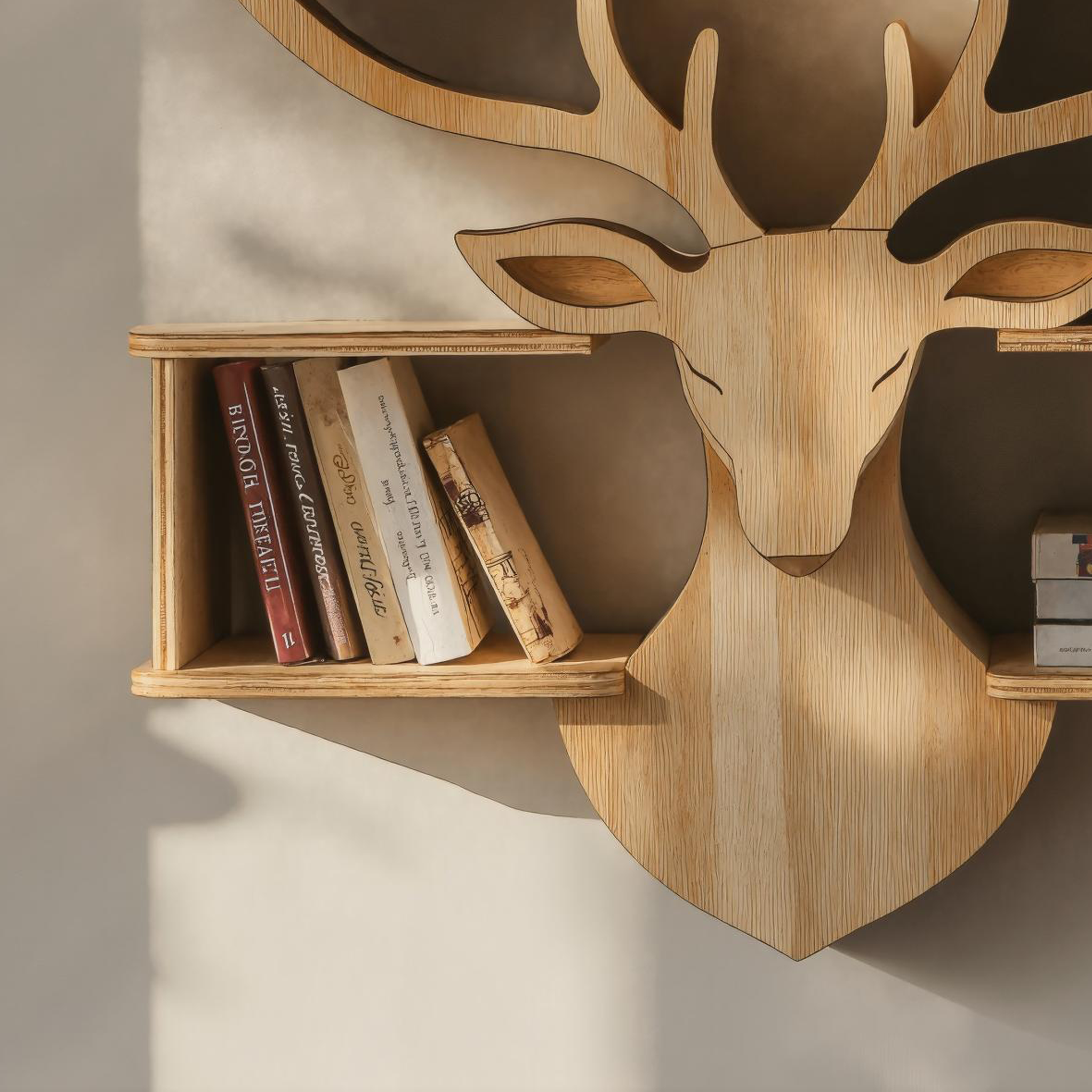 Minimalist Wood Deer Shelf For Stylish Home Display SILDTDE015