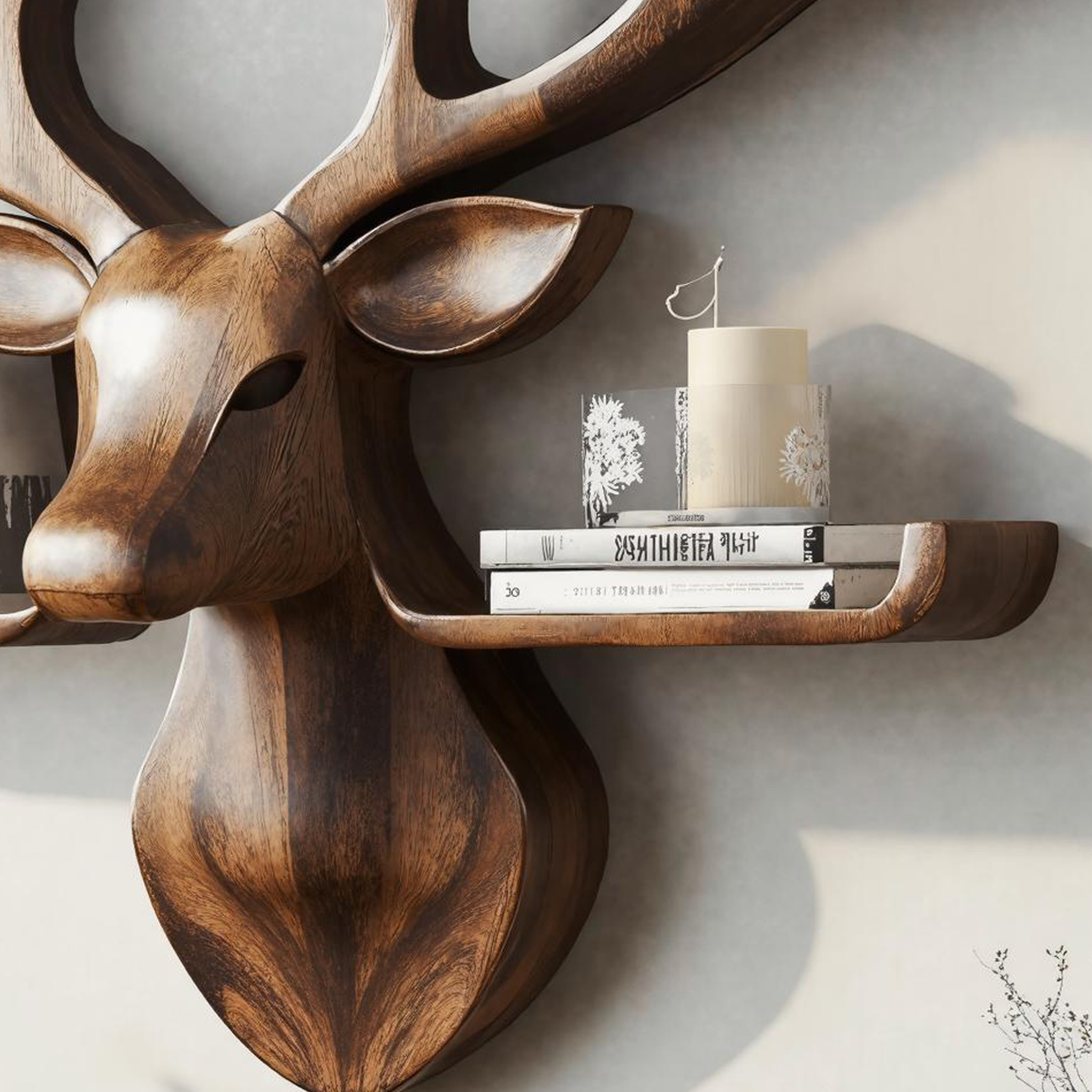 Wood Deer Shelf For Wall Decor In Country Style Homes SILDTDE009