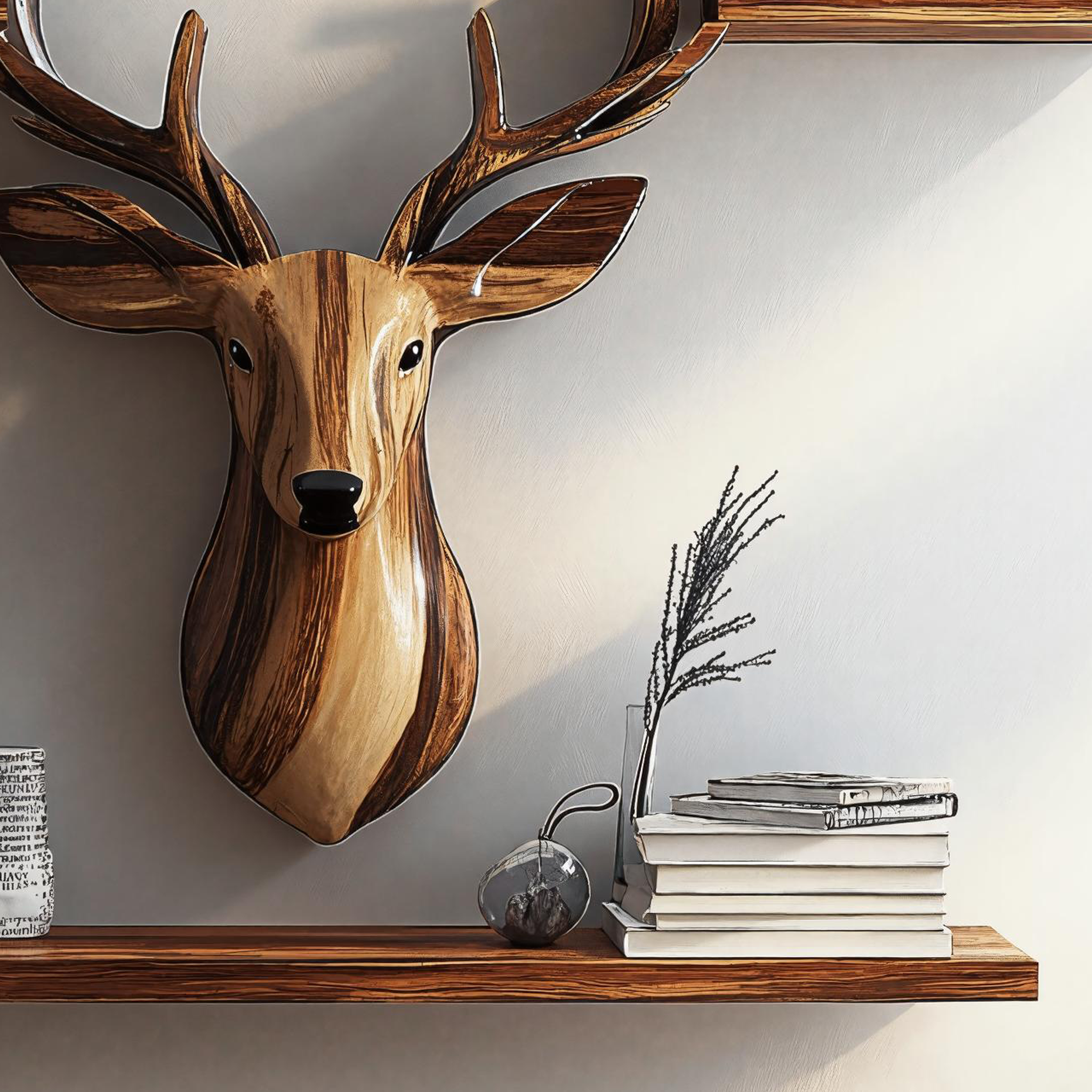 Decorative Wooden Deer Wall Shelf For Country Homes SILDTDE012