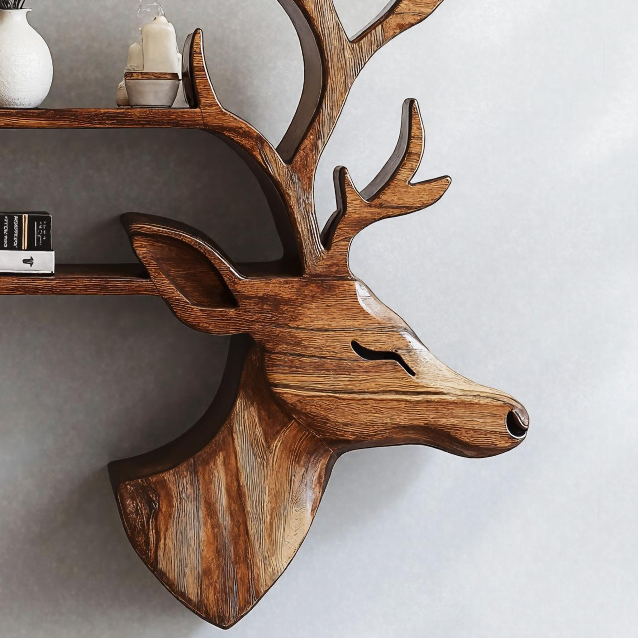 Handmade Wood Deer Shelf For Living Room Storage SILDTDE004