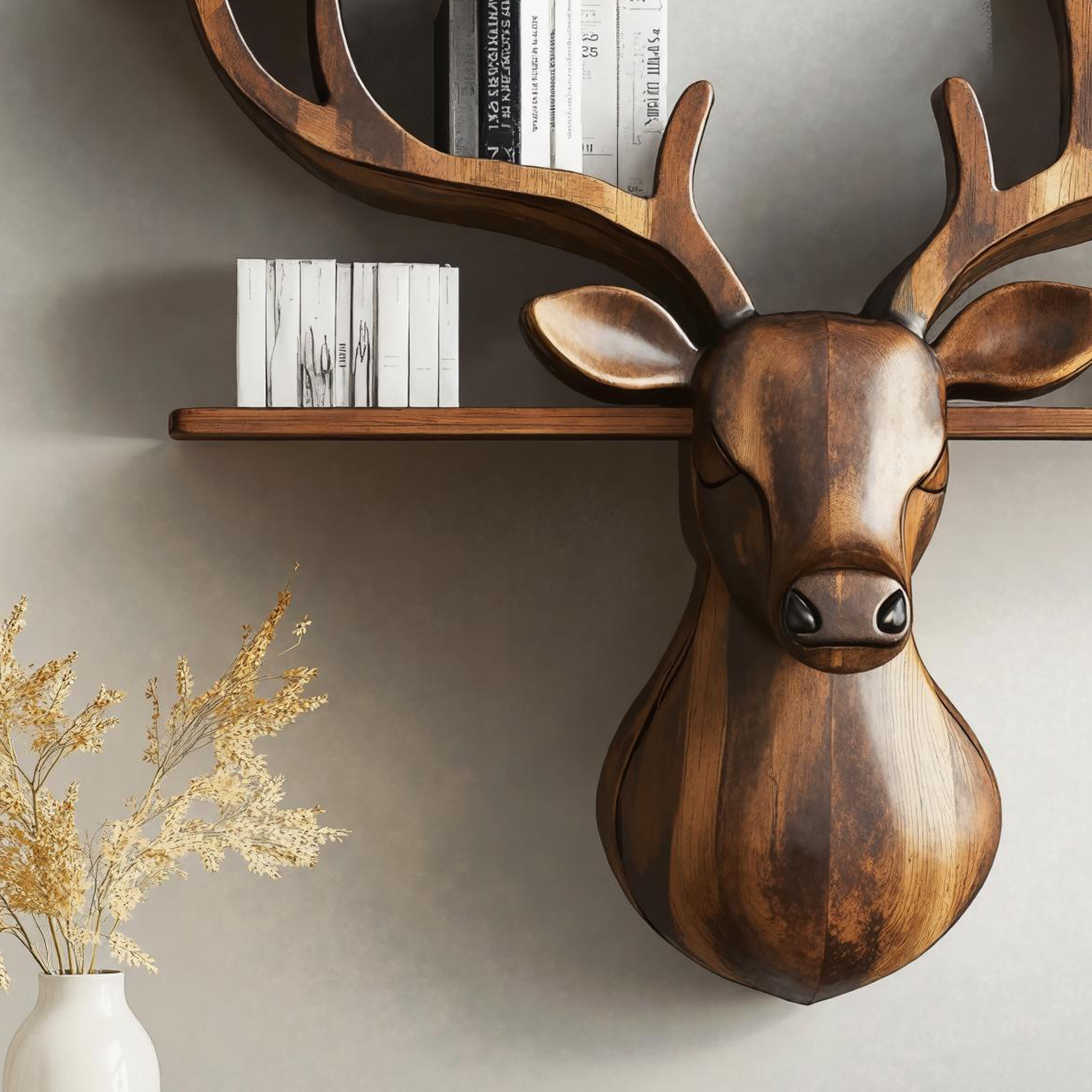 Handcrafted Wood Deer Shelf For Nature Inspired Home Decor SILDTDE010