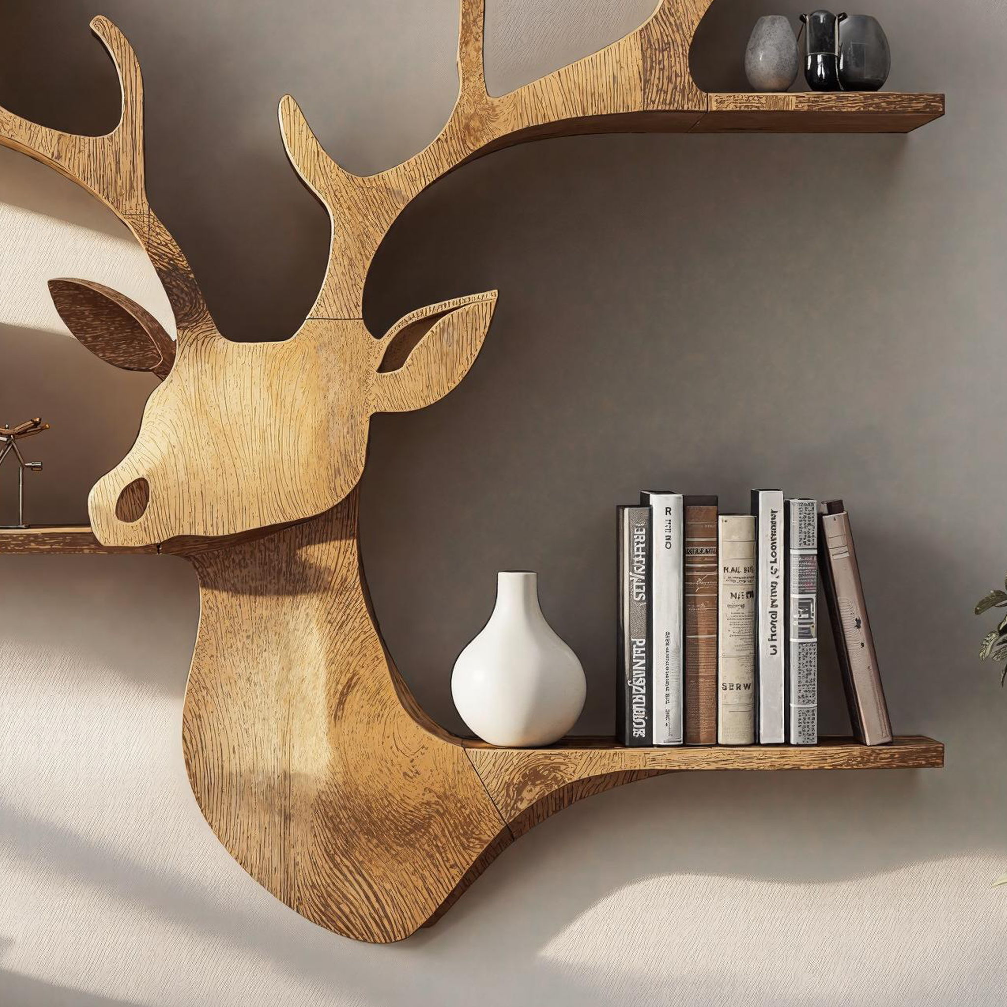 Customizable Wood Deer Shelf For Wall Mount Storage SILDTDE007