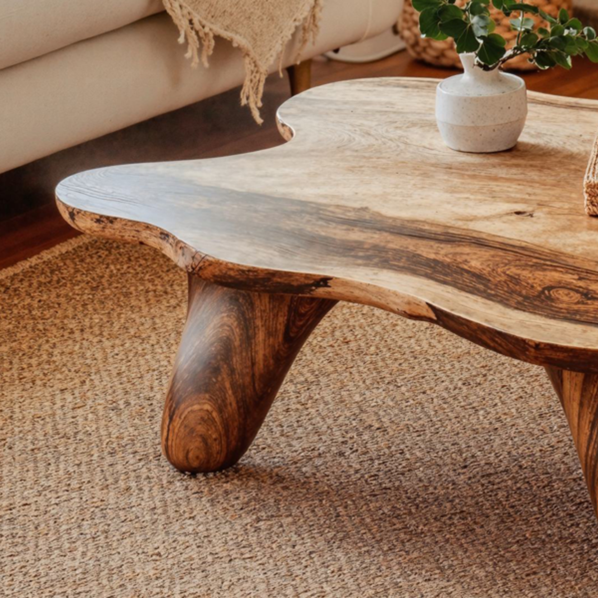 Curved Wood Coffee Table Low Coffee Table SILDTCF086