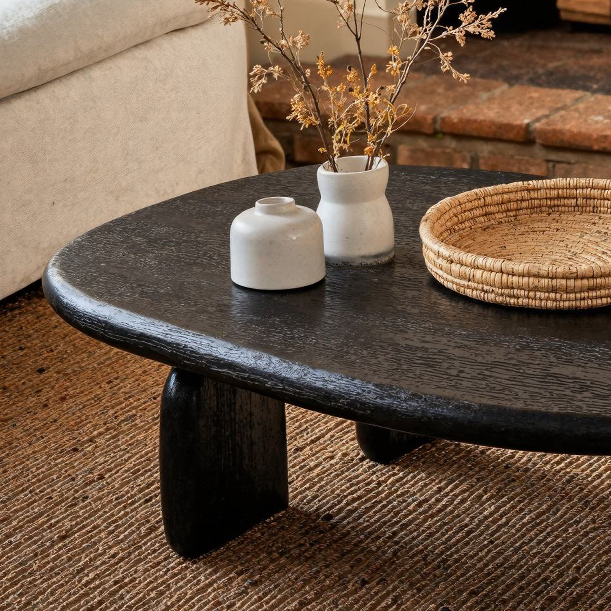 Black Live Edge Coffee Table For Living Room SILDTCF074