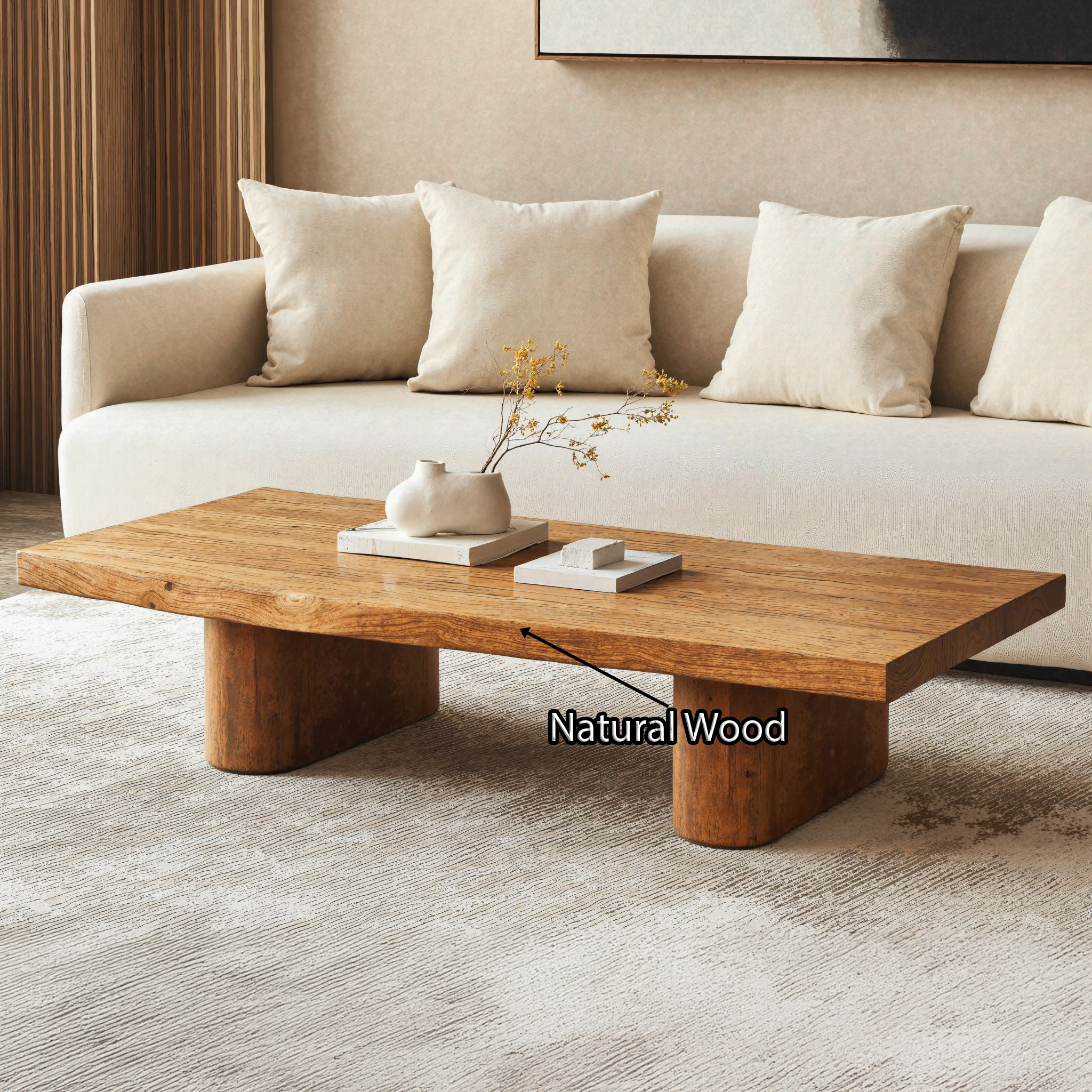 Rustic Live Edge Wood Coffee Table Family Room Natural Feel SILDTCF115