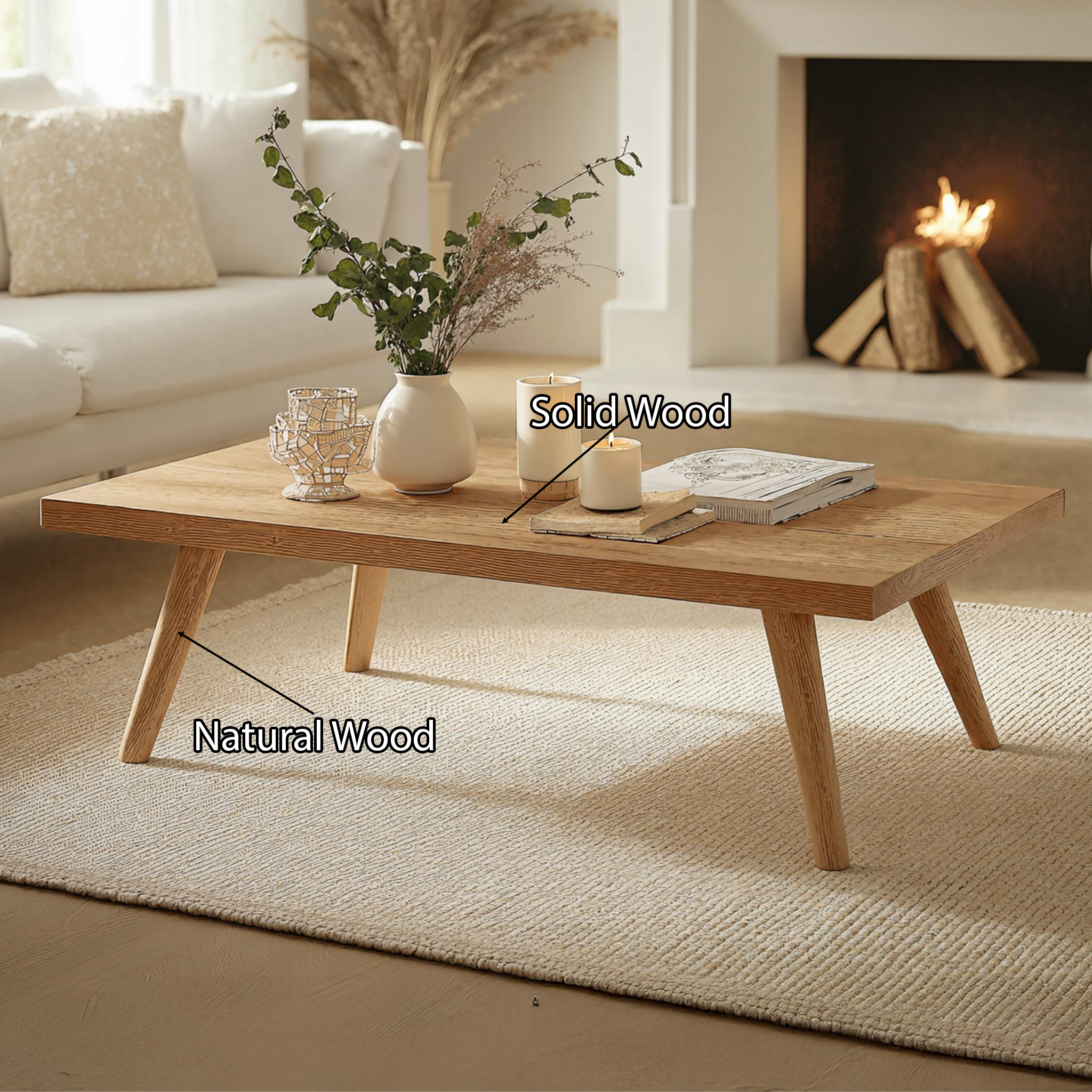 Farmhouse Wood Coffee Table Home Decor SILDTCF062