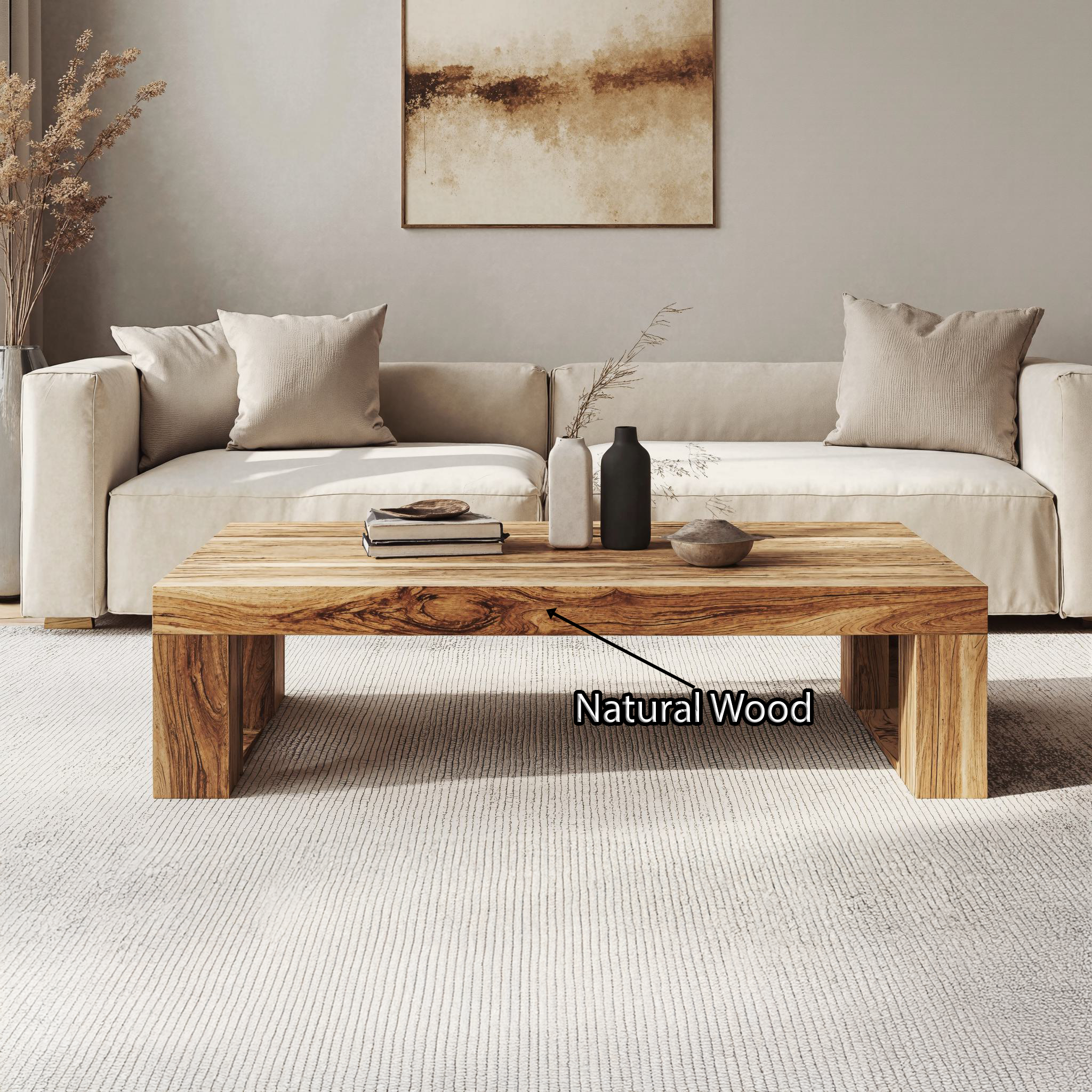 Minimalist Wood Coffee Table Family Room Clean Modern Look SILDTCF116