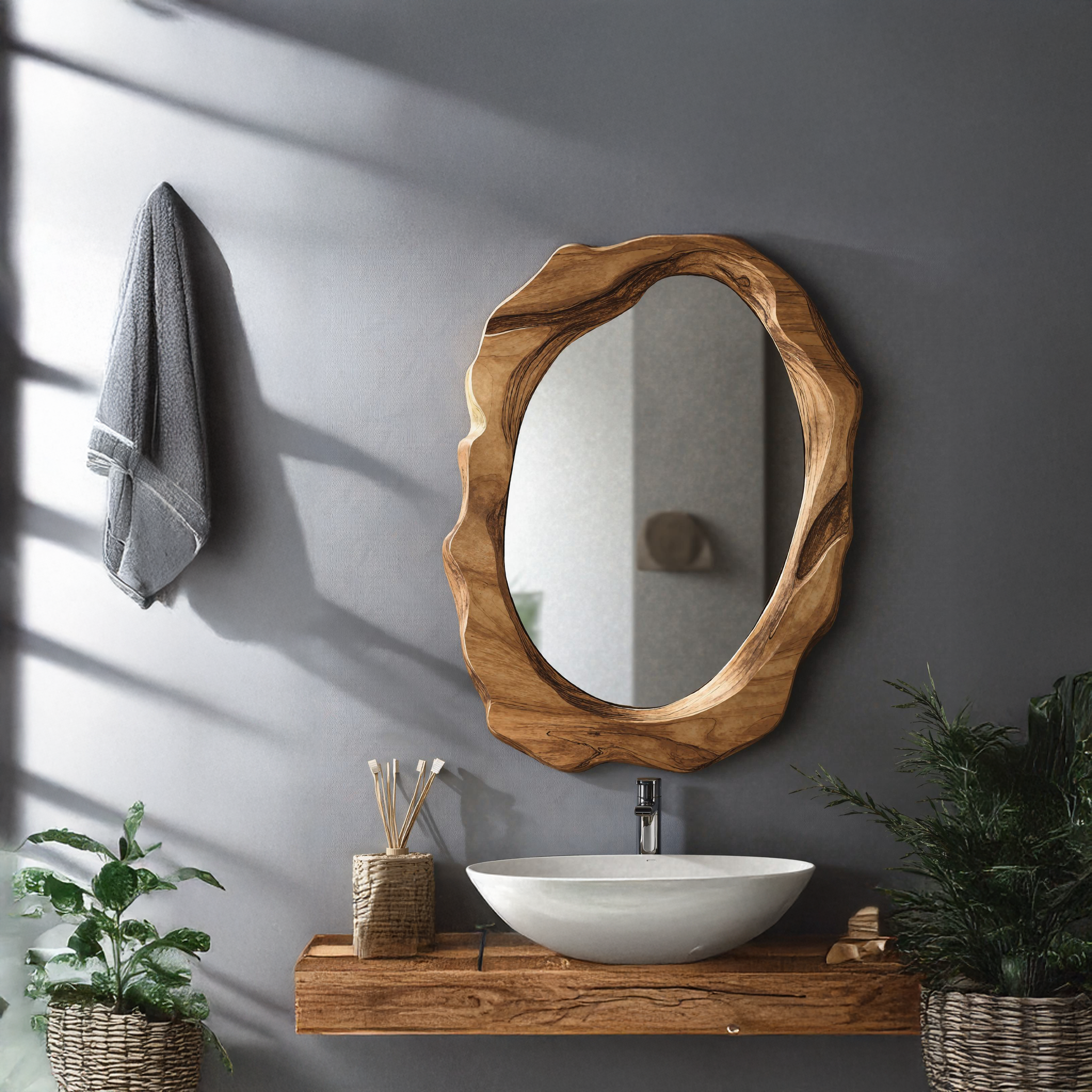 Rustic Wooden Framed Wall Mirror SILDTMI001