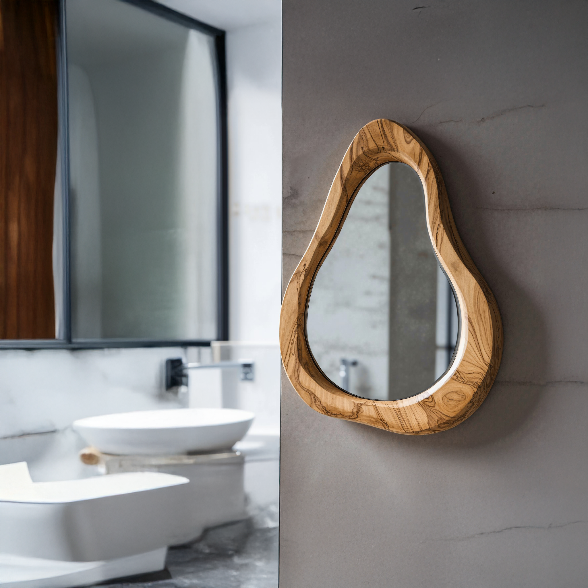 Wooden Irregular Mirror Asymmetrical Mirror SILDTMI014