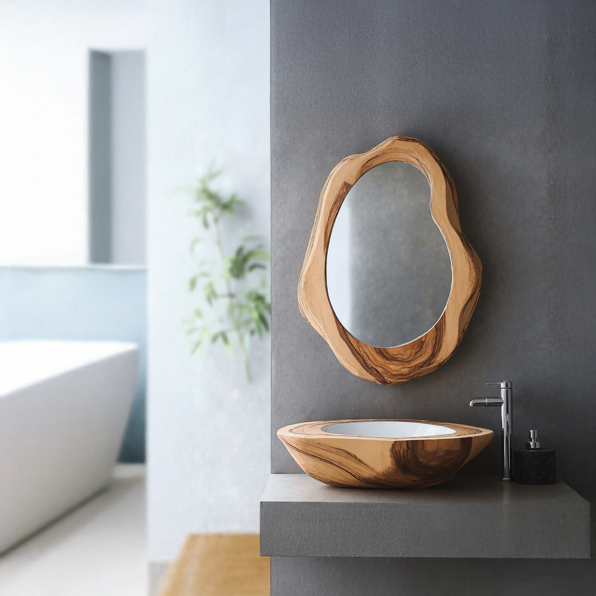 Brown Wood Mirror Large Wood Frame Mirror SILDTMI005