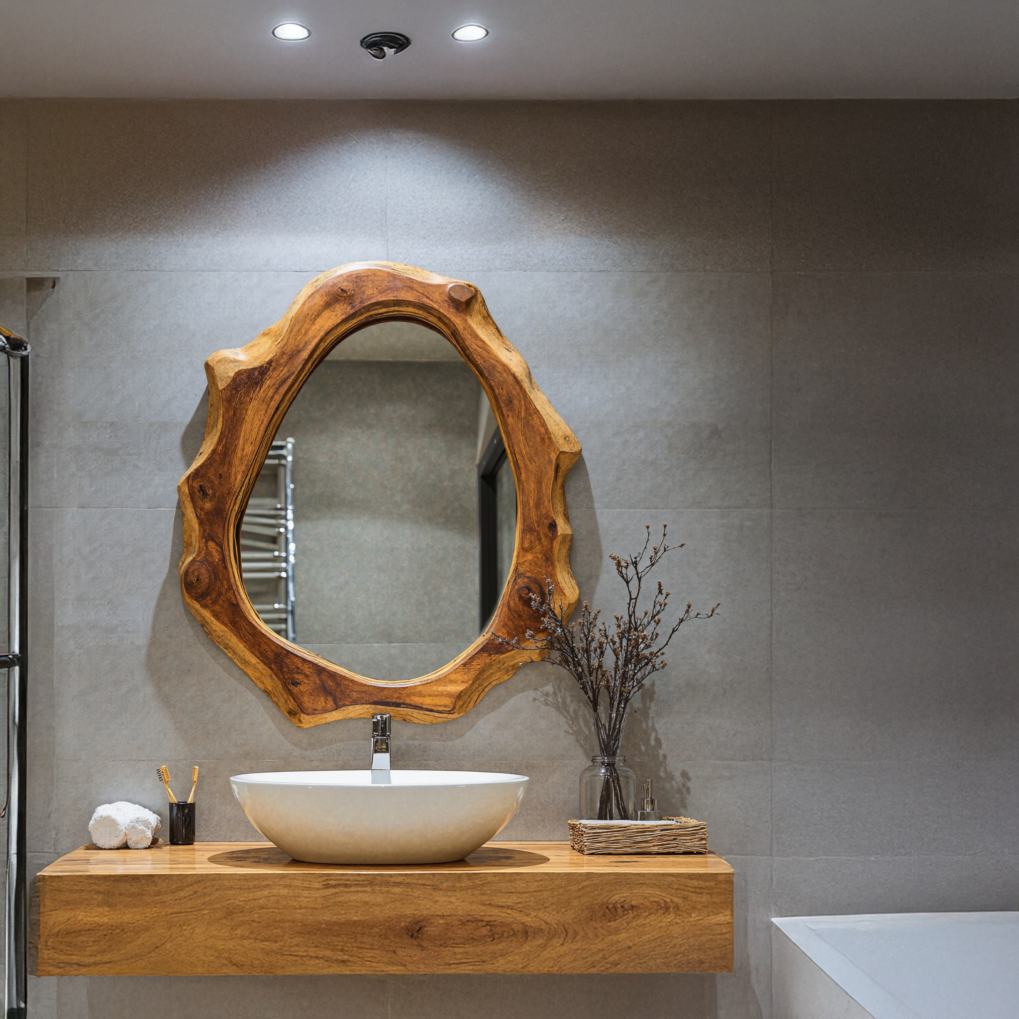 Wood Bathroom Mirror For Wall SILDTMI003