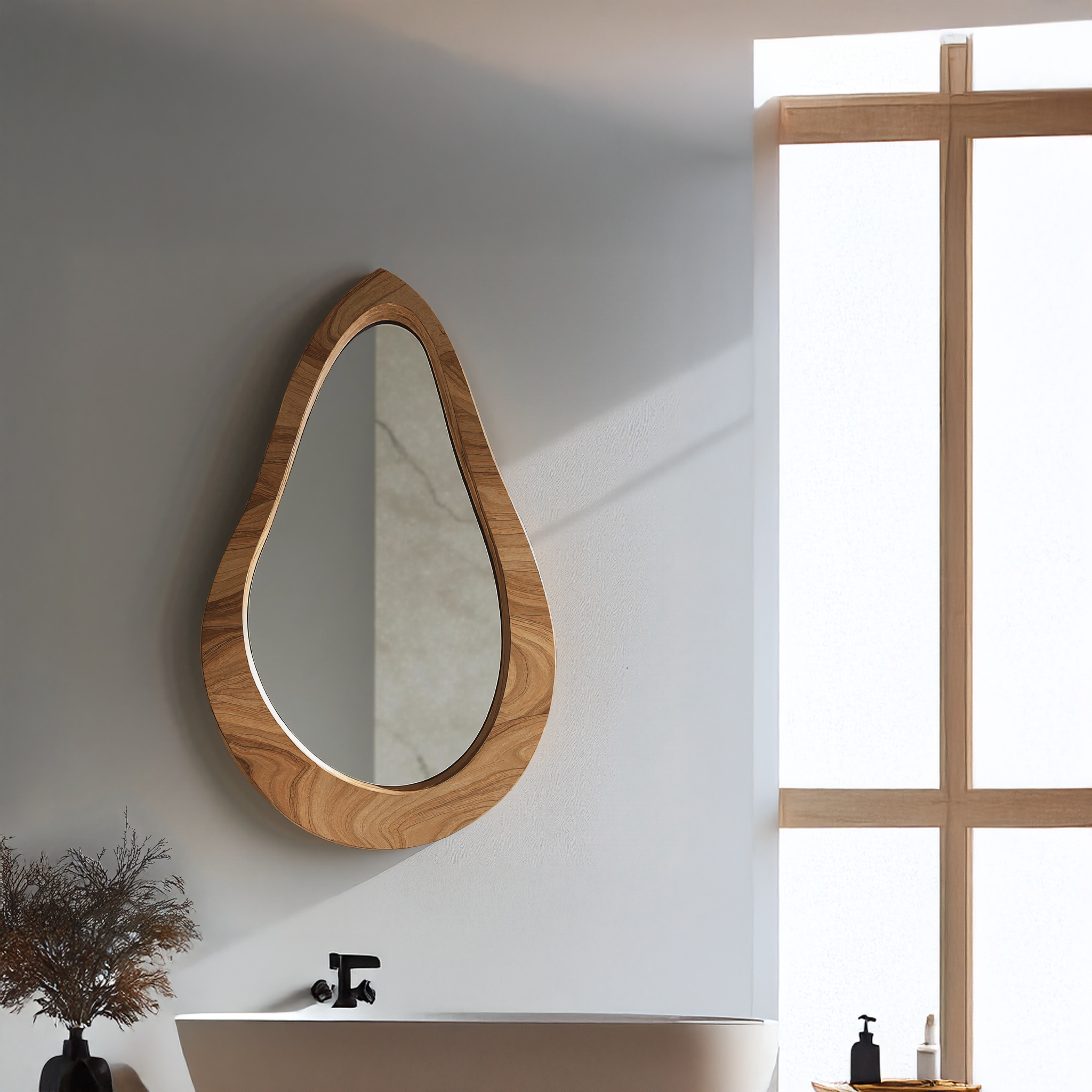 Irregular Mirror Wood Mirror Wall Decor SILDTMI015