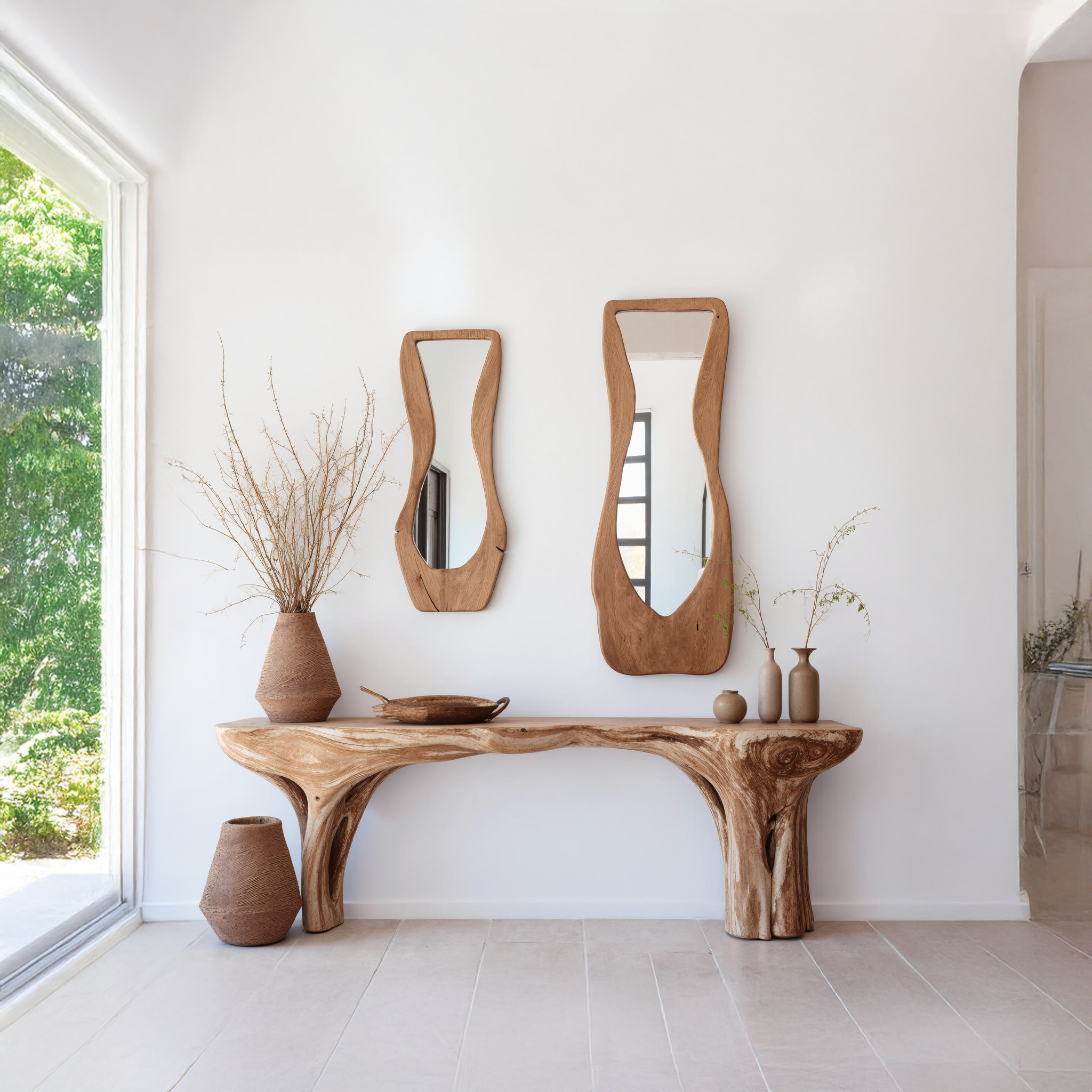 Entryway Mirror Asymmetrical Wooden Mirror SILDTMI024