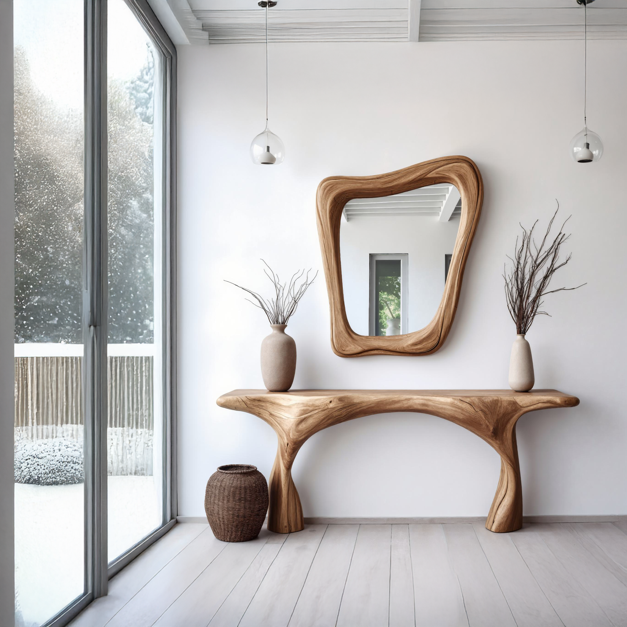 Large Wooden Mirror Asymmetrical Mirror SILDTMI034