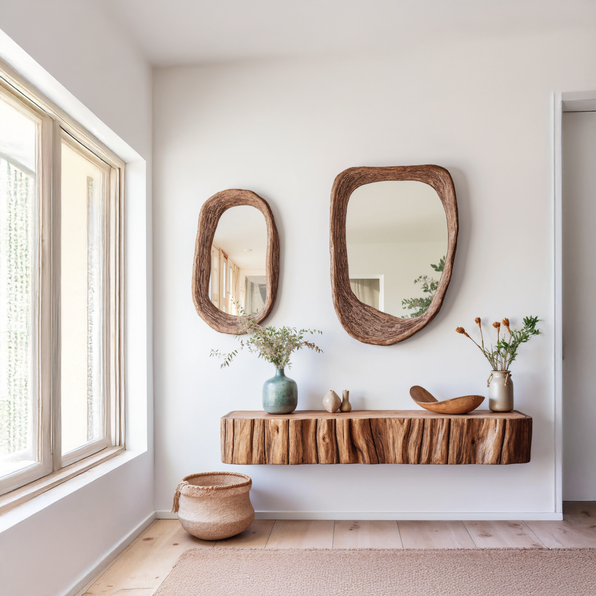 Wood Framed Mirror Farmhouse Bathroom Mirror SILDTMI040