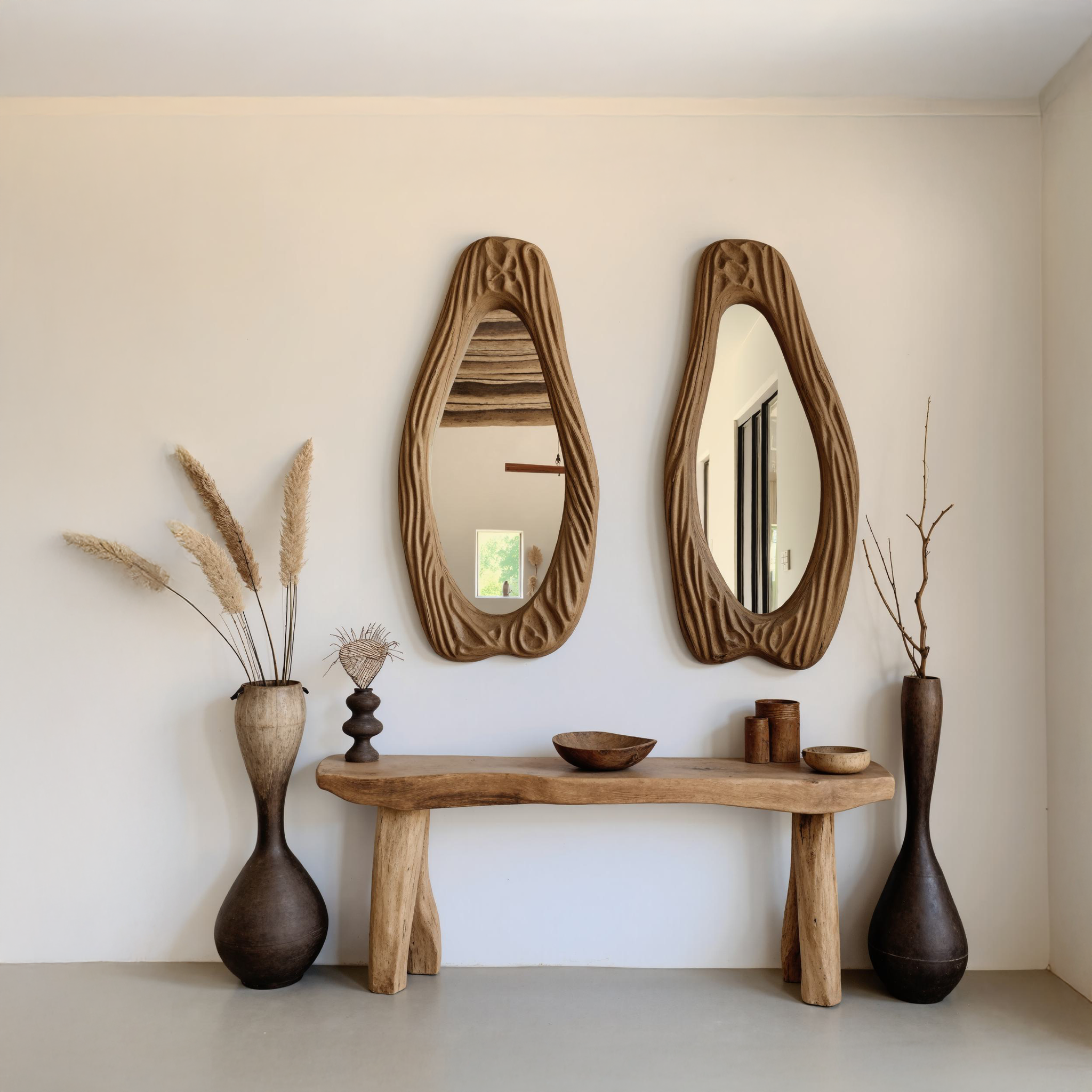 Mid Century Asymmetrical Wood Wall Mirror SILDTMI035